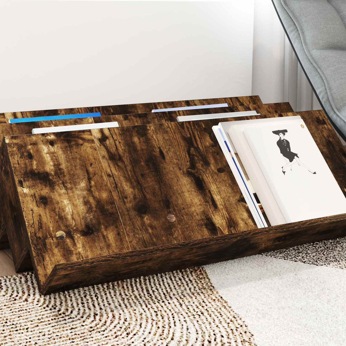 Magazinregal Räuchereiche 90 x 53 x 28,5 cm Holzwerkstoff