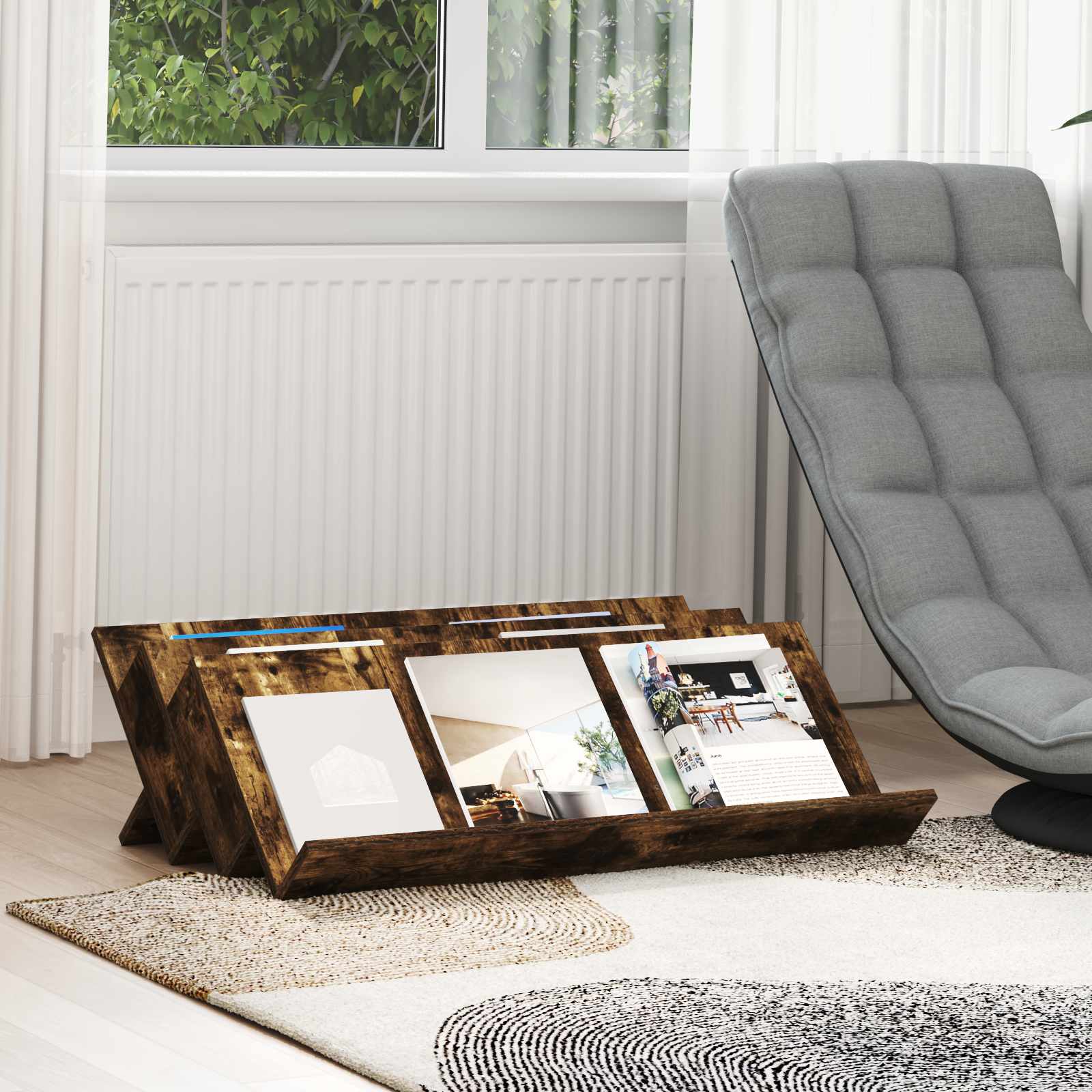 Magazinregal Räuchereiche 90 x 53 x 28,5 cm Holzwerkstoff