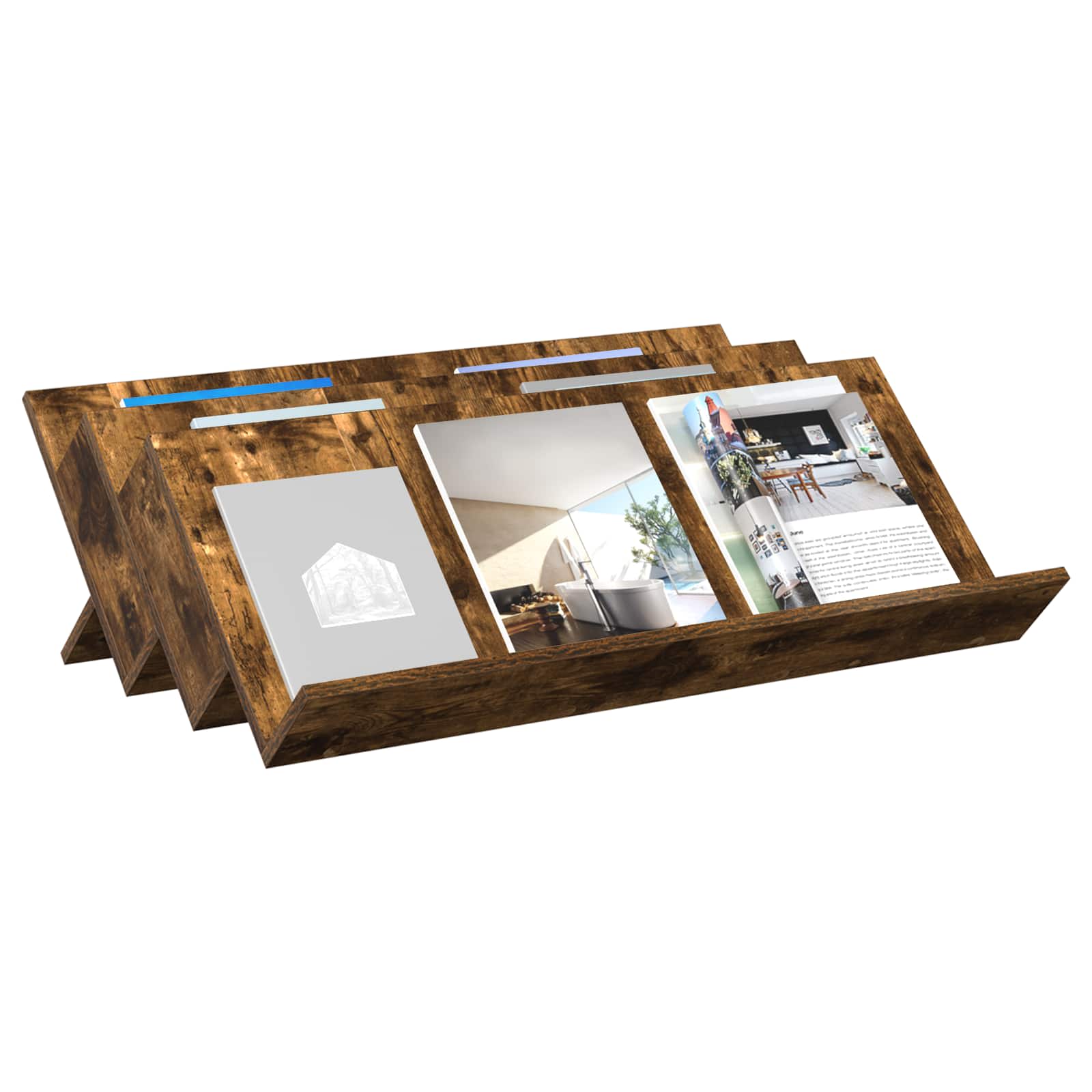 Magazinregal Räuchereiche 90 x 53 x 28,5 cm Holzwerkstoff