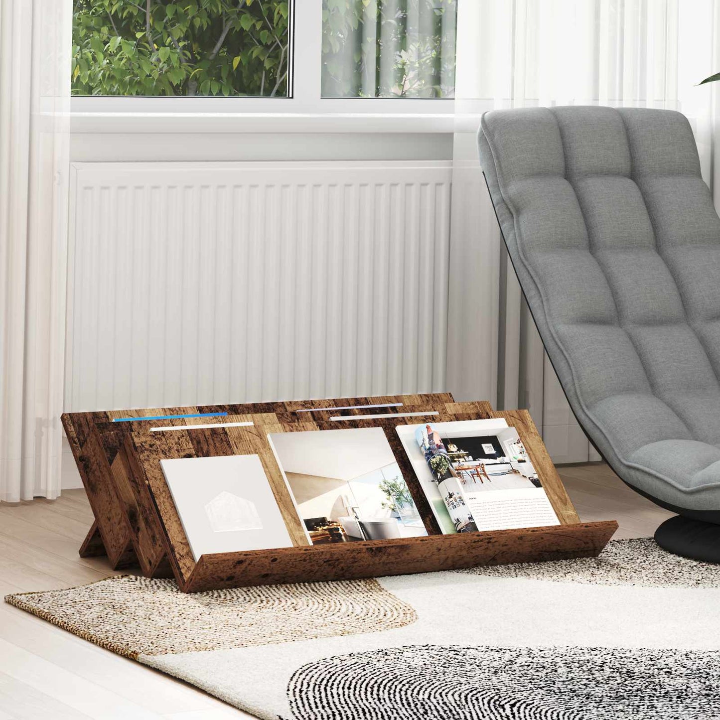 Magazinregal mit Regal Altholz 90 x 53 x 28,5 cm Holzwerkstoff