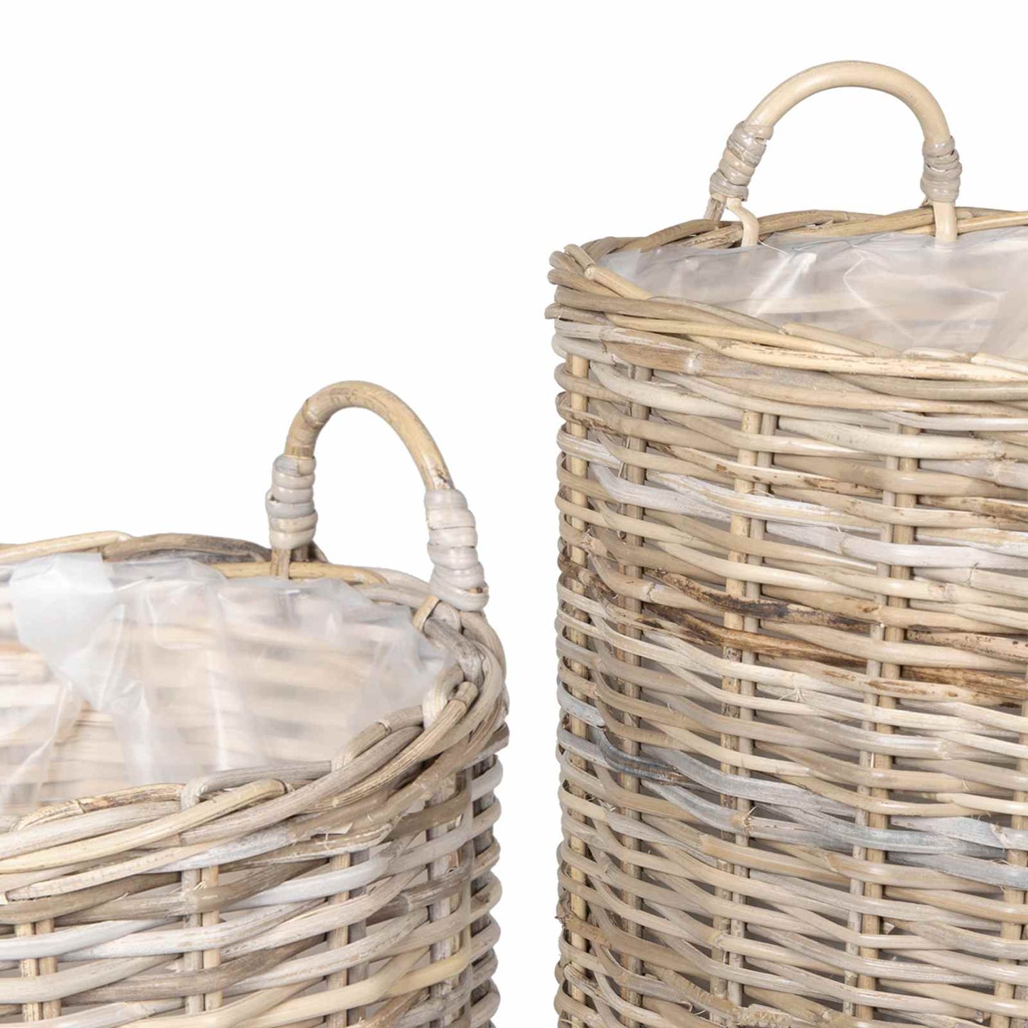 Blumentopf Körbchen 2 Stk. Natürliches Grau Kubu Rattan