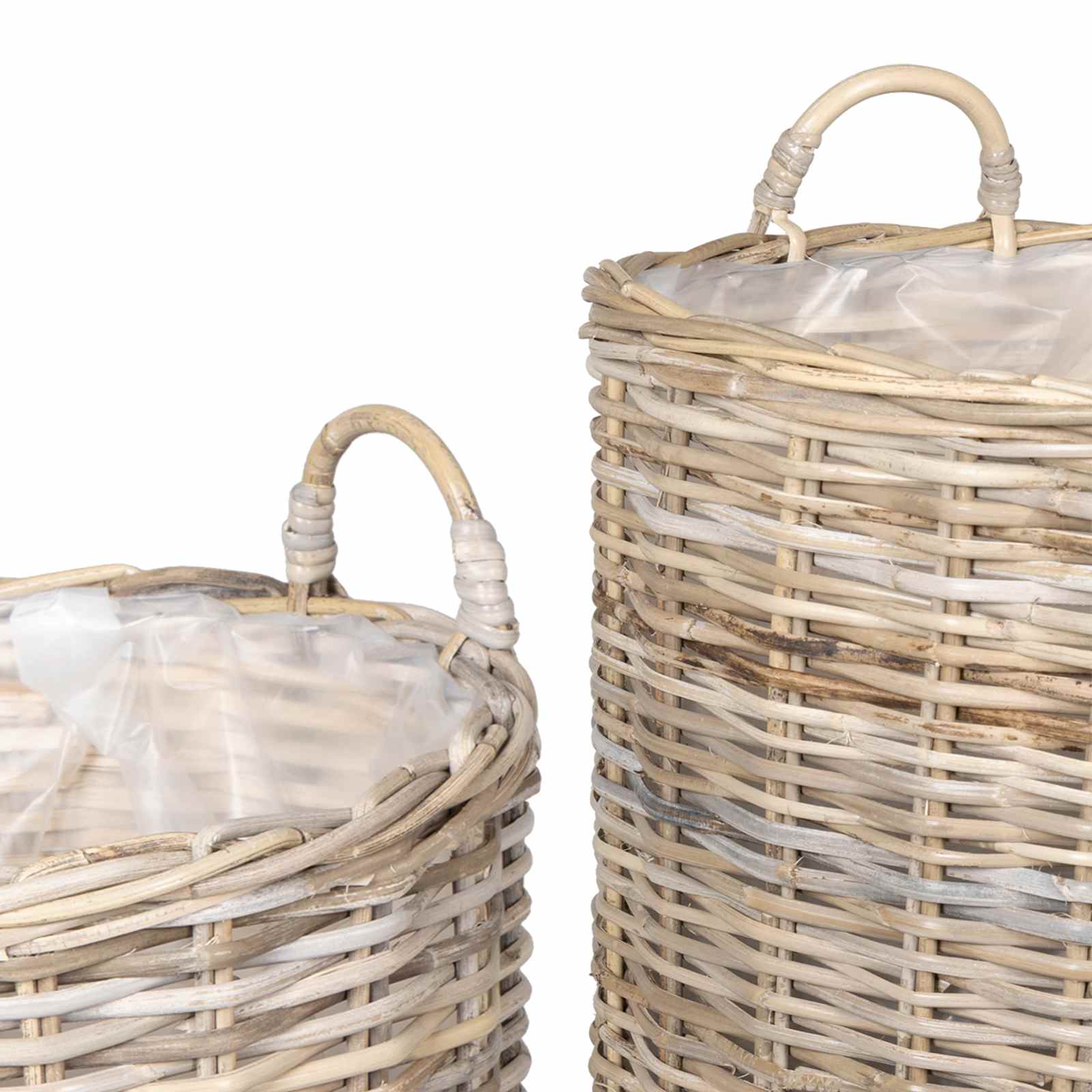 Blumentopf Körbchen 2 Stk. Natürliches Grau Kubu Rattan
