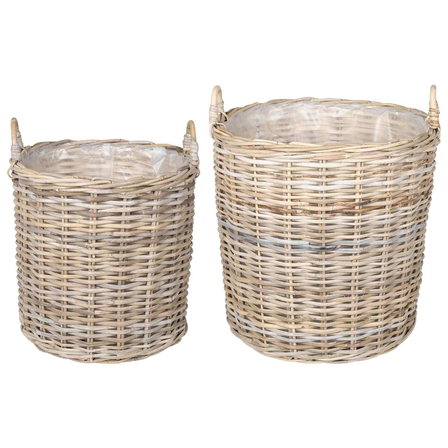 Blumentopf Körbchen 2 Stk. Natürliches Grau Kubu Rattan