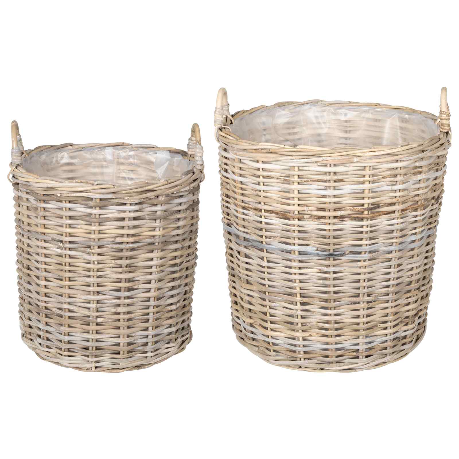Blumentopf Körbchen 2 Stk. Natürliches Grau Kubu Rattan