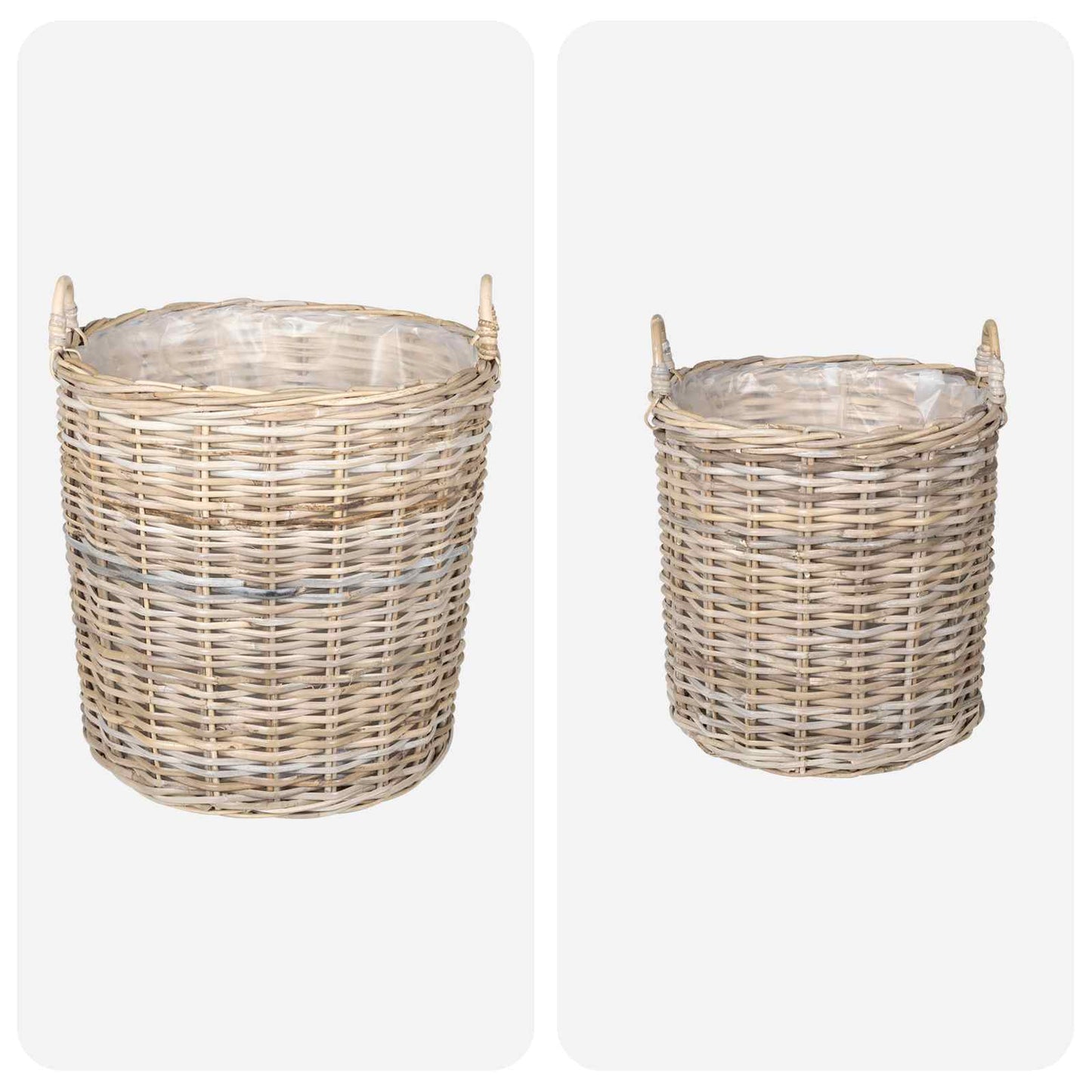 Blumentopf Körbchen 2 Stk. Natürliches Grau Kubu Rattan