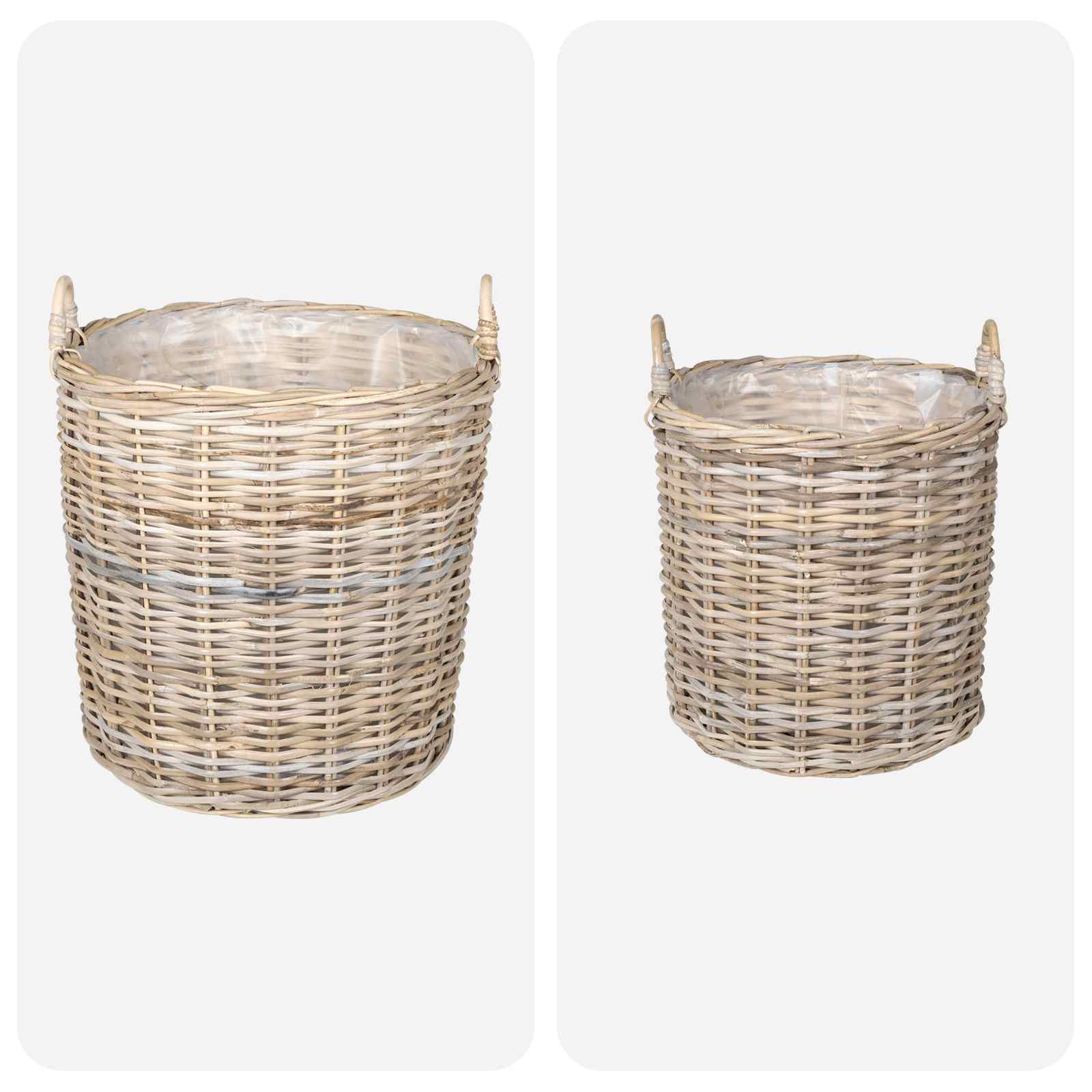 Blumentopf Körbchen 2 Stk. Natürliches Grau Kubu Rattan