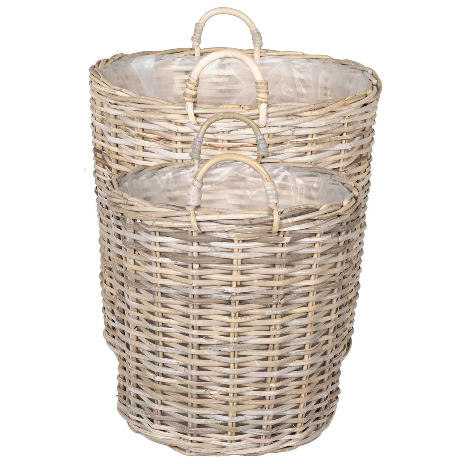 Blumentopf Körbchen 2 Stk. Natürliches Grau Kubu Rattan