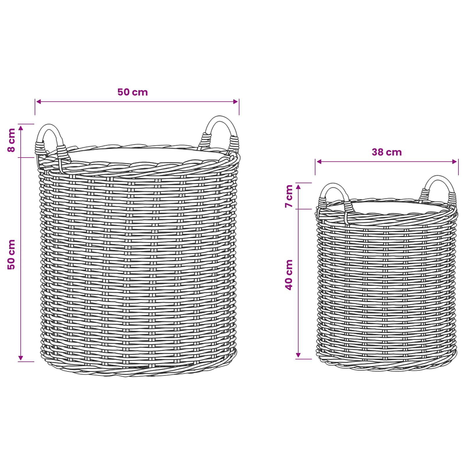 Blumentopf Körbchen 2 Stk. Natürliches Grau Kubu Rattan