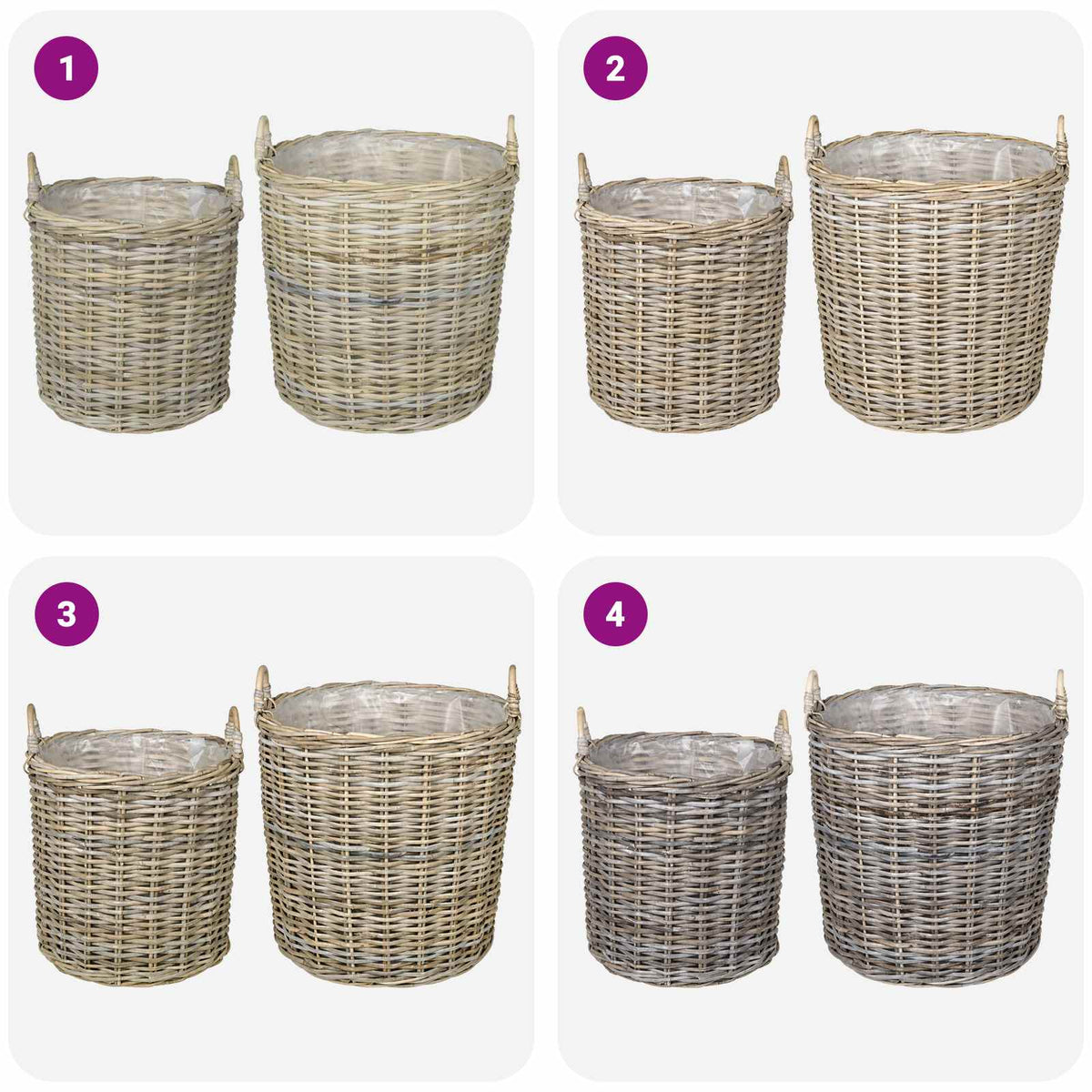Blumentopf Körbchen GENDT 2 stk. Natürliches Grau Kubu Rattan