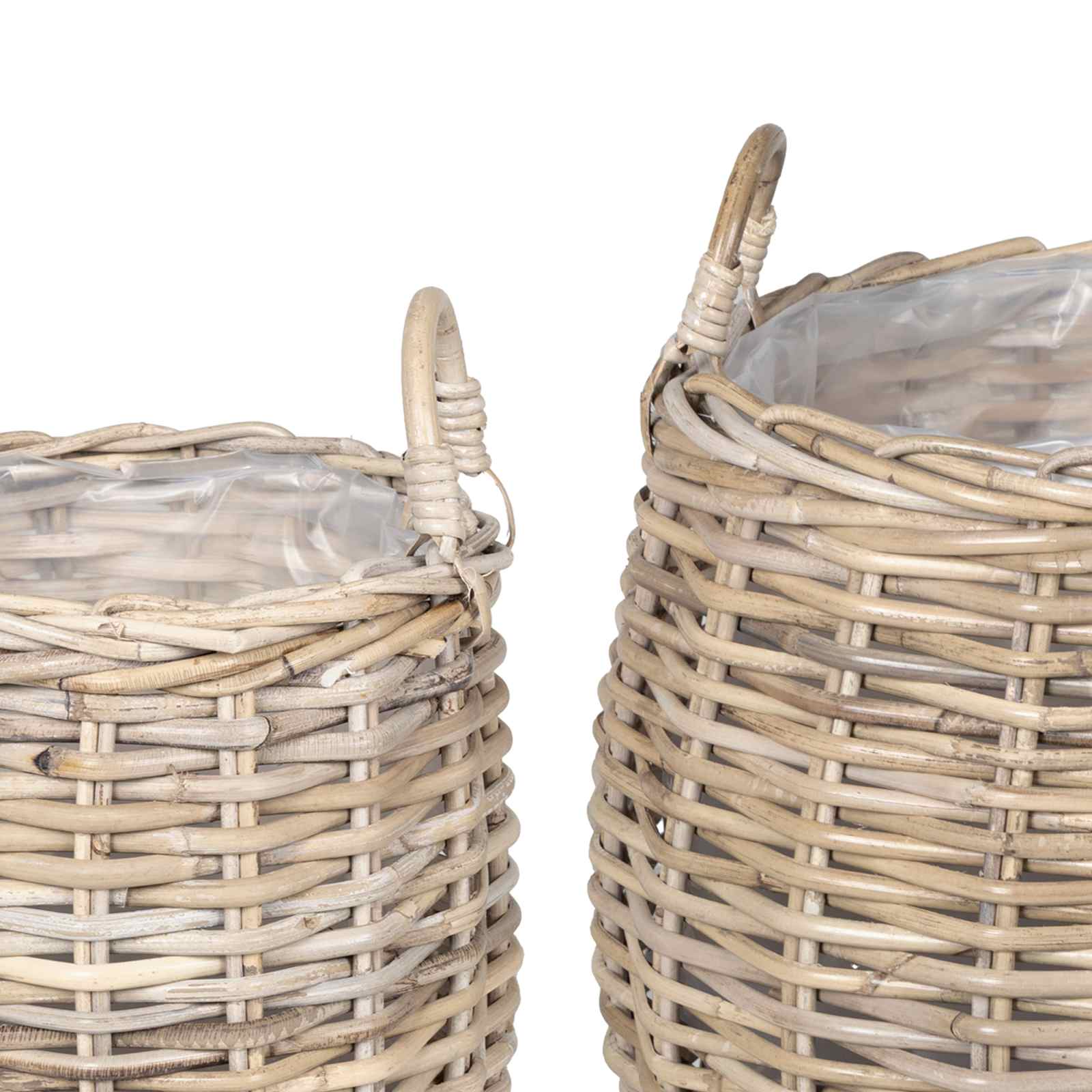Blumentopf Körbchen 2 Stk. Natürliches Grau Kubu Rattan