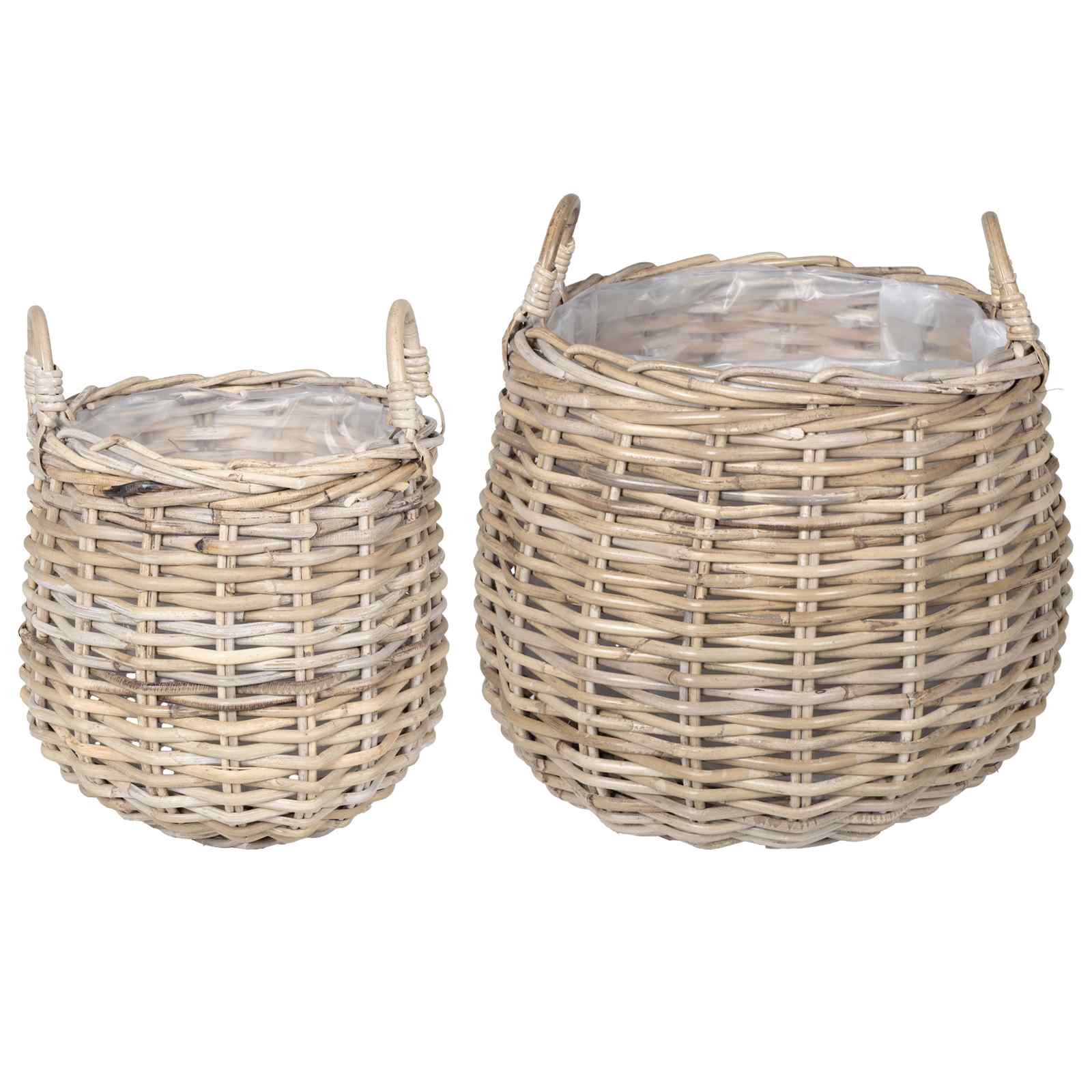 Blumentopf Körbchen 2 Stk. Natürliches Grau Kubu Rattan