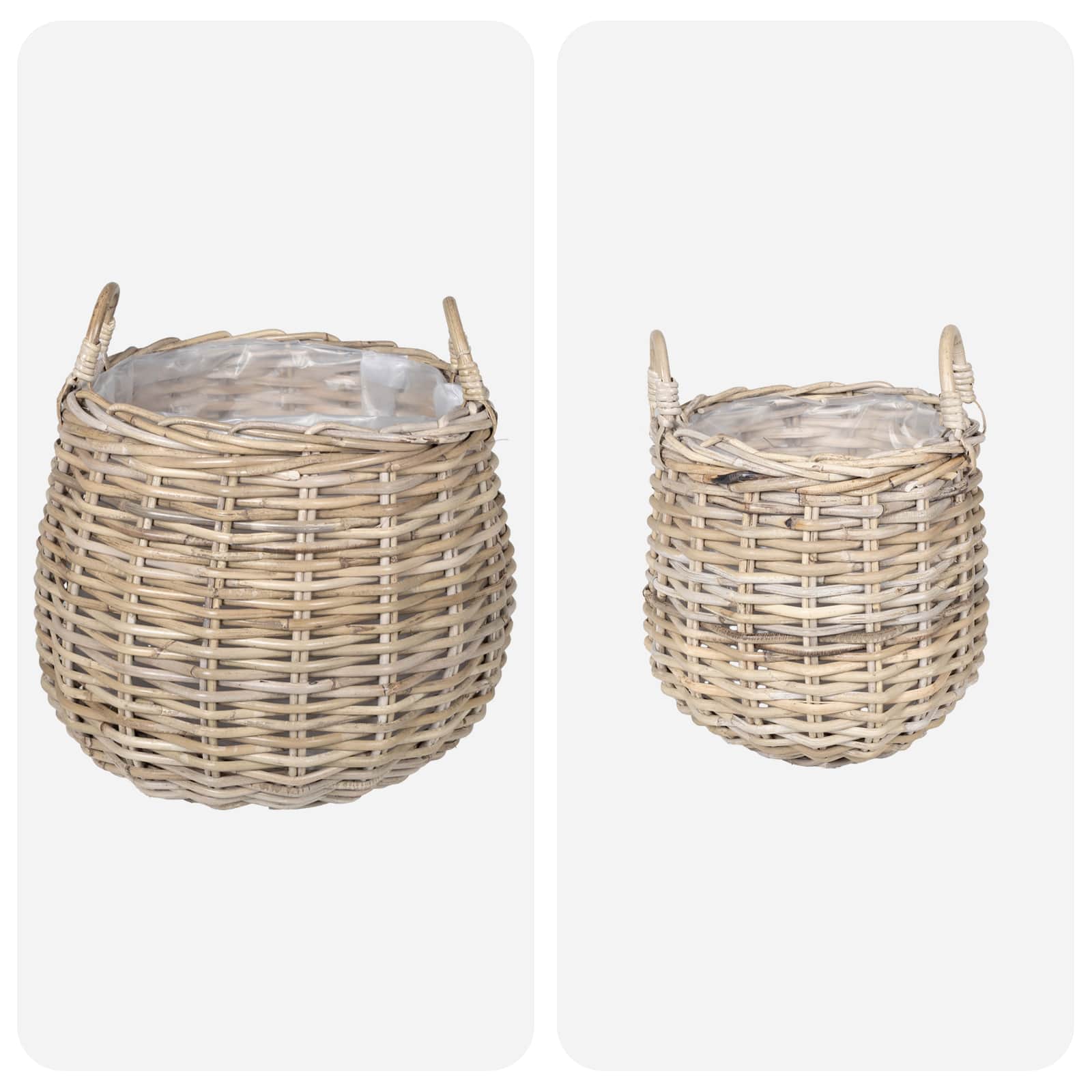 Blumentopf Körbchen 2 Stk. Natürliches Grau Kubu Rattan