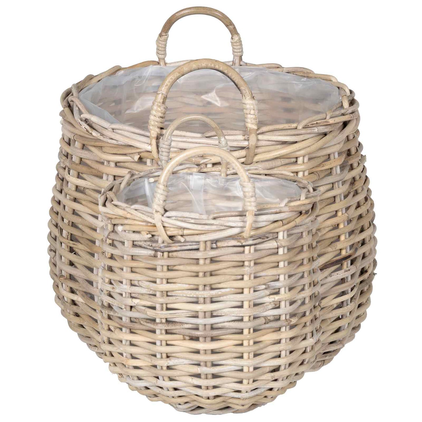 Blumentopf Körbchen 2 Stk. Natürliches Grau Kubu Rattan