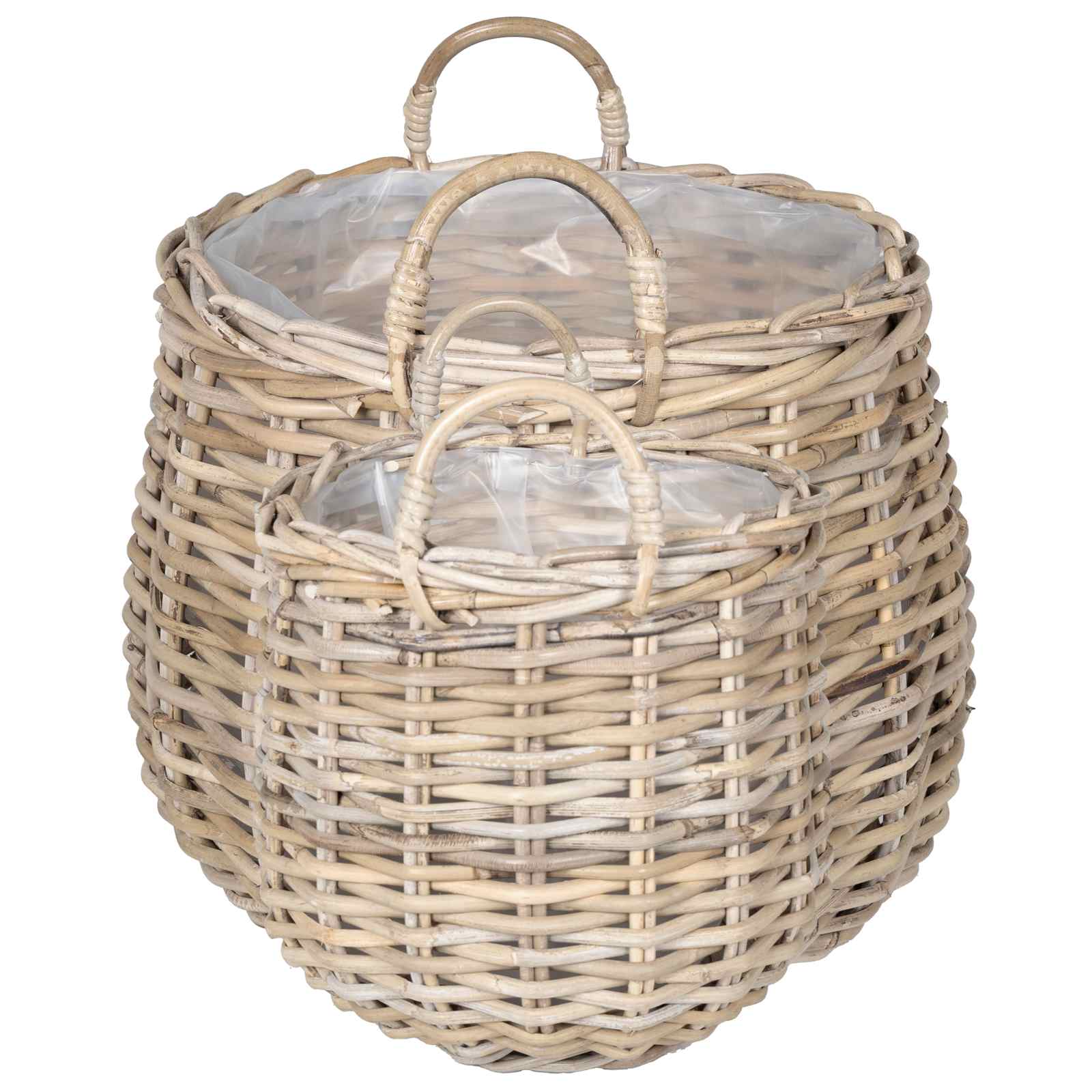 Blumentopf Körbchen 2 Stk. Natürliches Grau Kubu Rattan