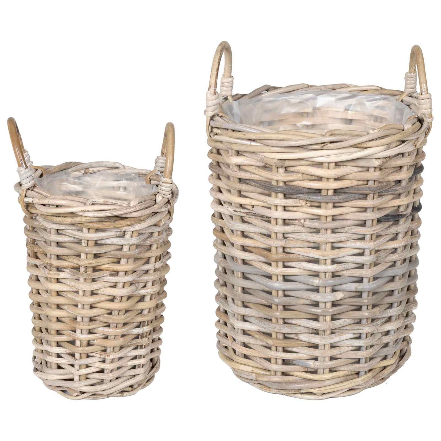 Blumentopfkorb GENDT 2 stk. Natürliches Grau Kubu Rattan