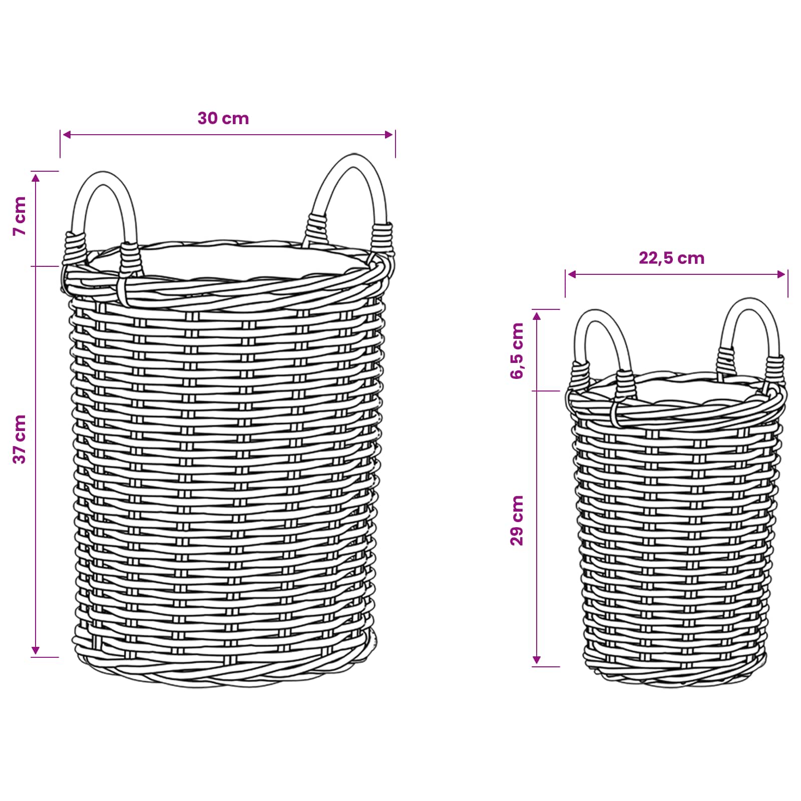 Blumentopfkorb mit Speicher 2 Stk. Natürliches Grau Kubu Rattan
