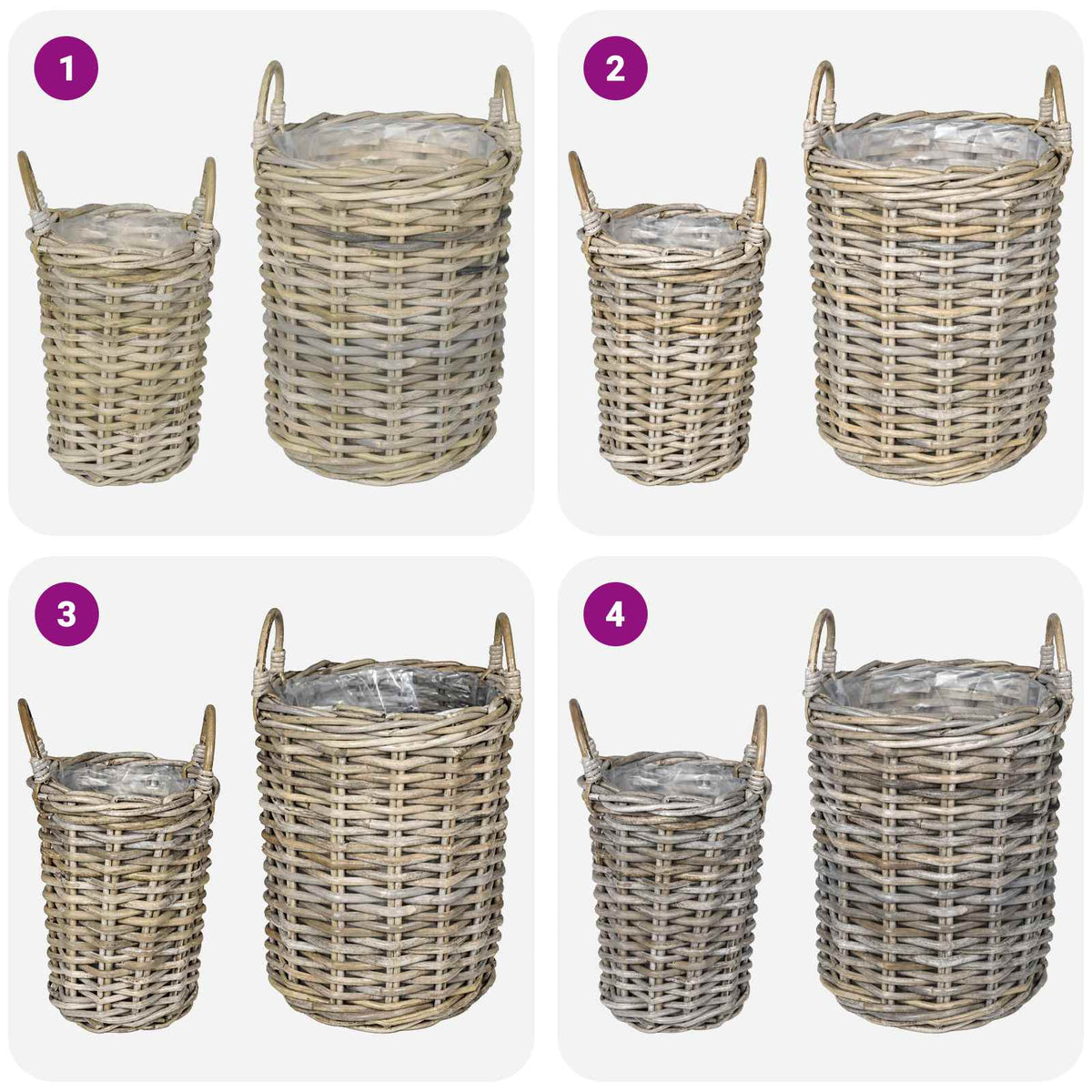 Blumentopfkorb GENDT 2 stk. Natürliches Grau Kubu Rattan
