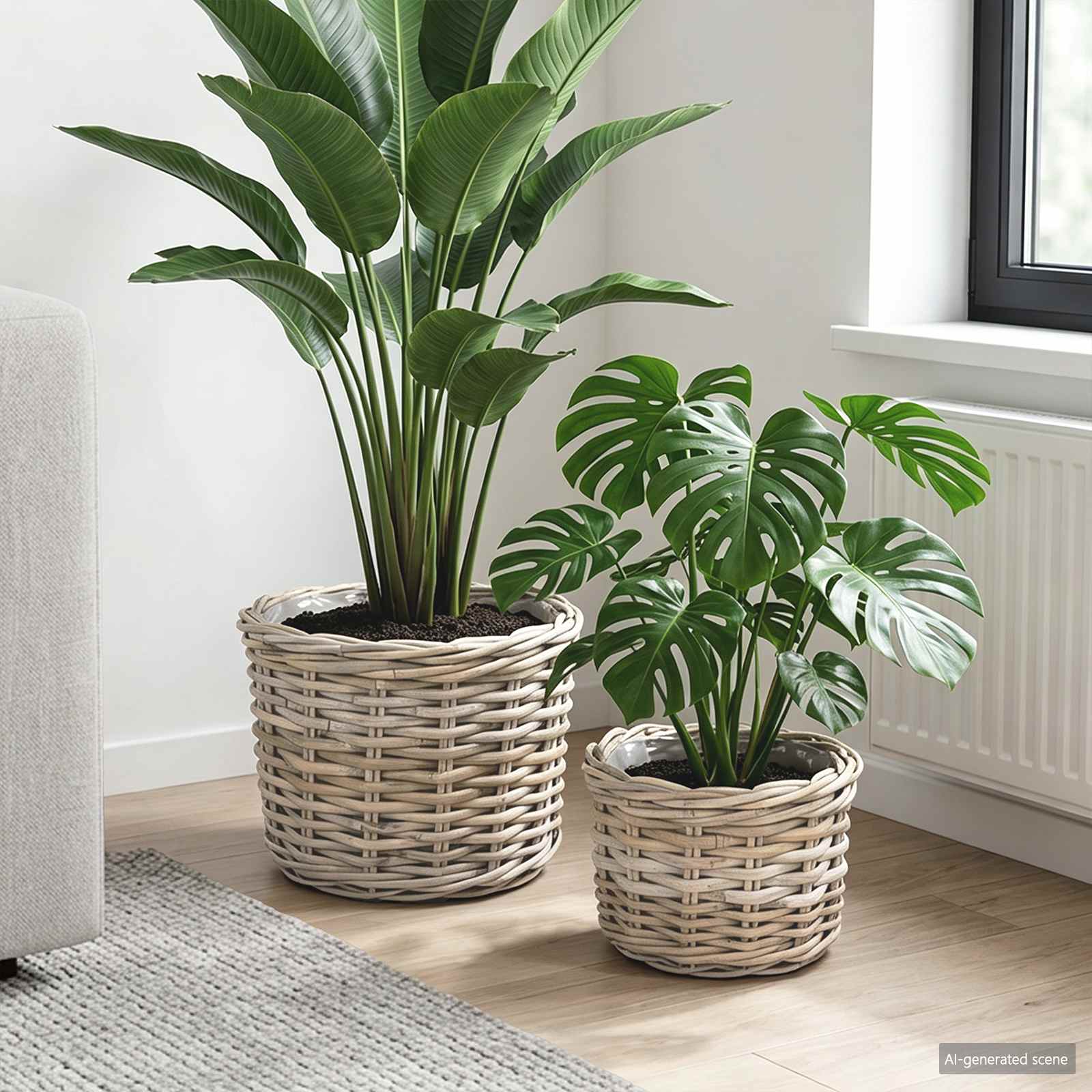 Blumentopf Korb GENDT 2 stk. Natürliches Grau Kubu Rattan