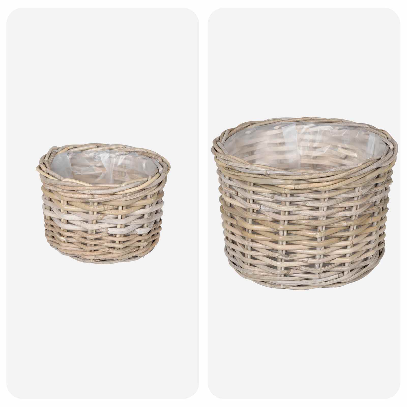 Blumentopf Korb 2 Stk. Natürliches Grau Kubu Rattan