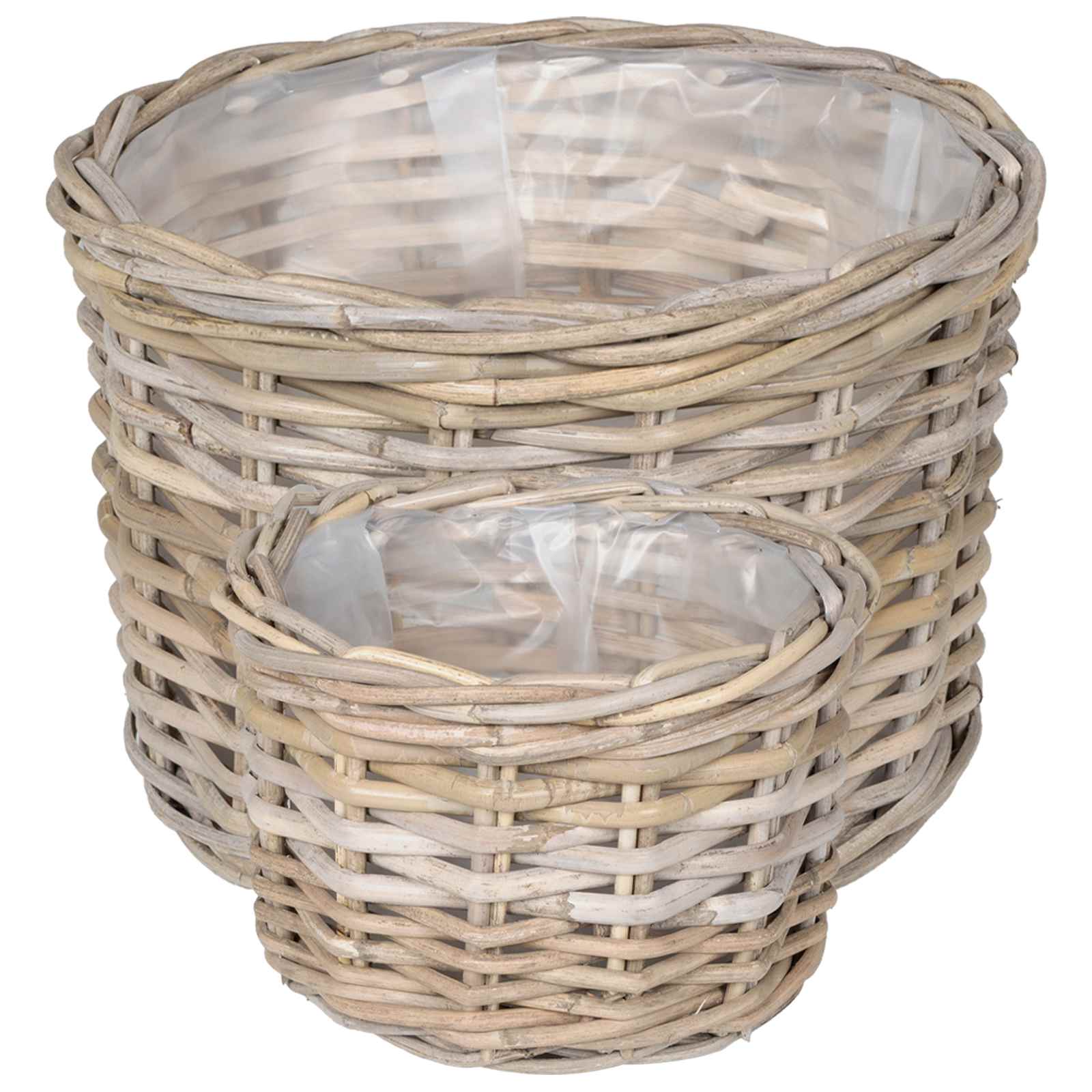 Blumentopf Korb 2 Stk. Natürliches Grau Kubu Rattan