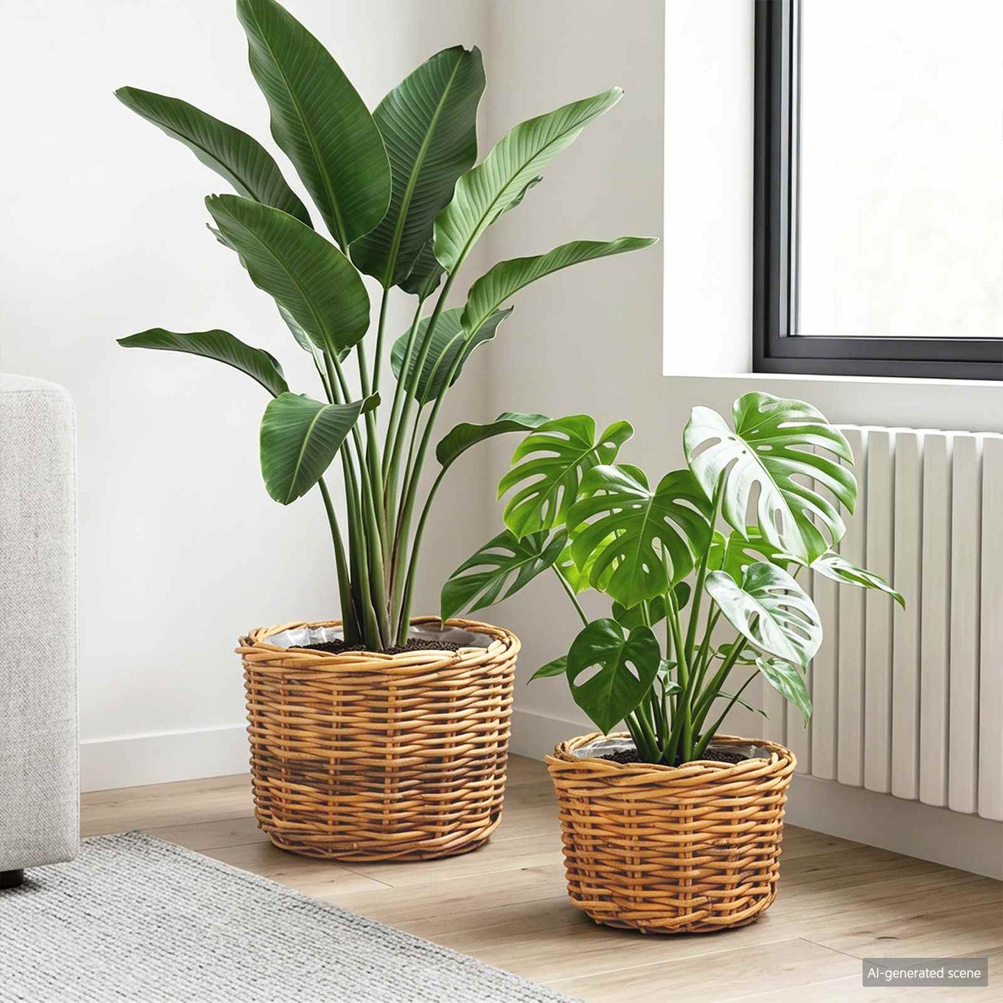 Blumentopf Korb GENDT 2 stk. Naturbraun Kubu Rattan