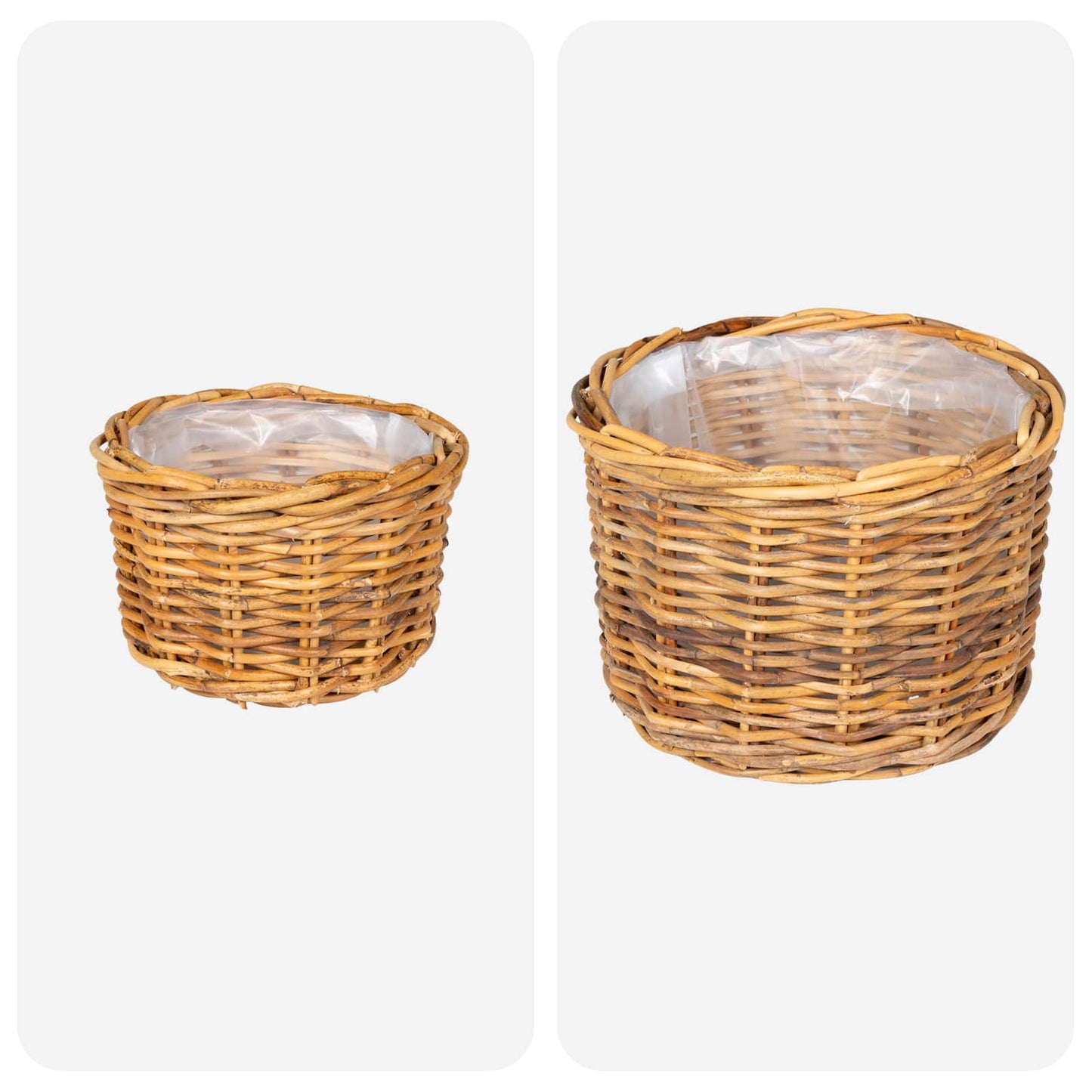 Blumentopf Korb mit Speicher 2 Stk. Naturbraun Kubu Rattan