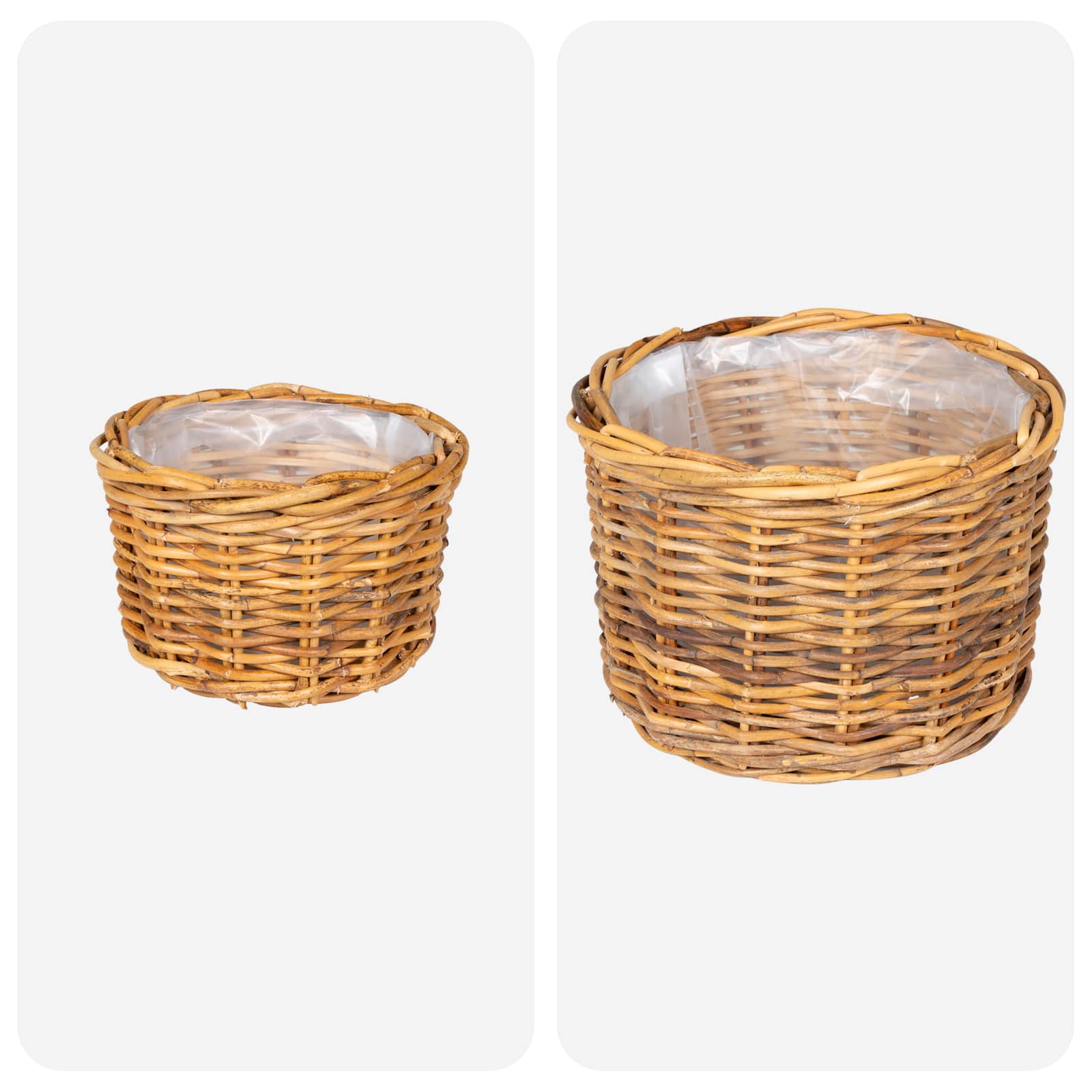 Blumentopf Korb GENDT 2 stk. Naturbraun Kubu Rattan