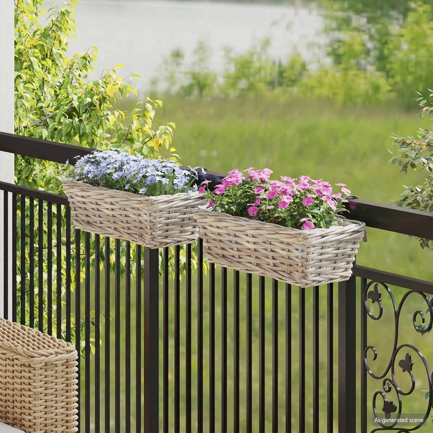 Hängender Blumentopf Korb GENDT 2 stk. Natürliches Grau