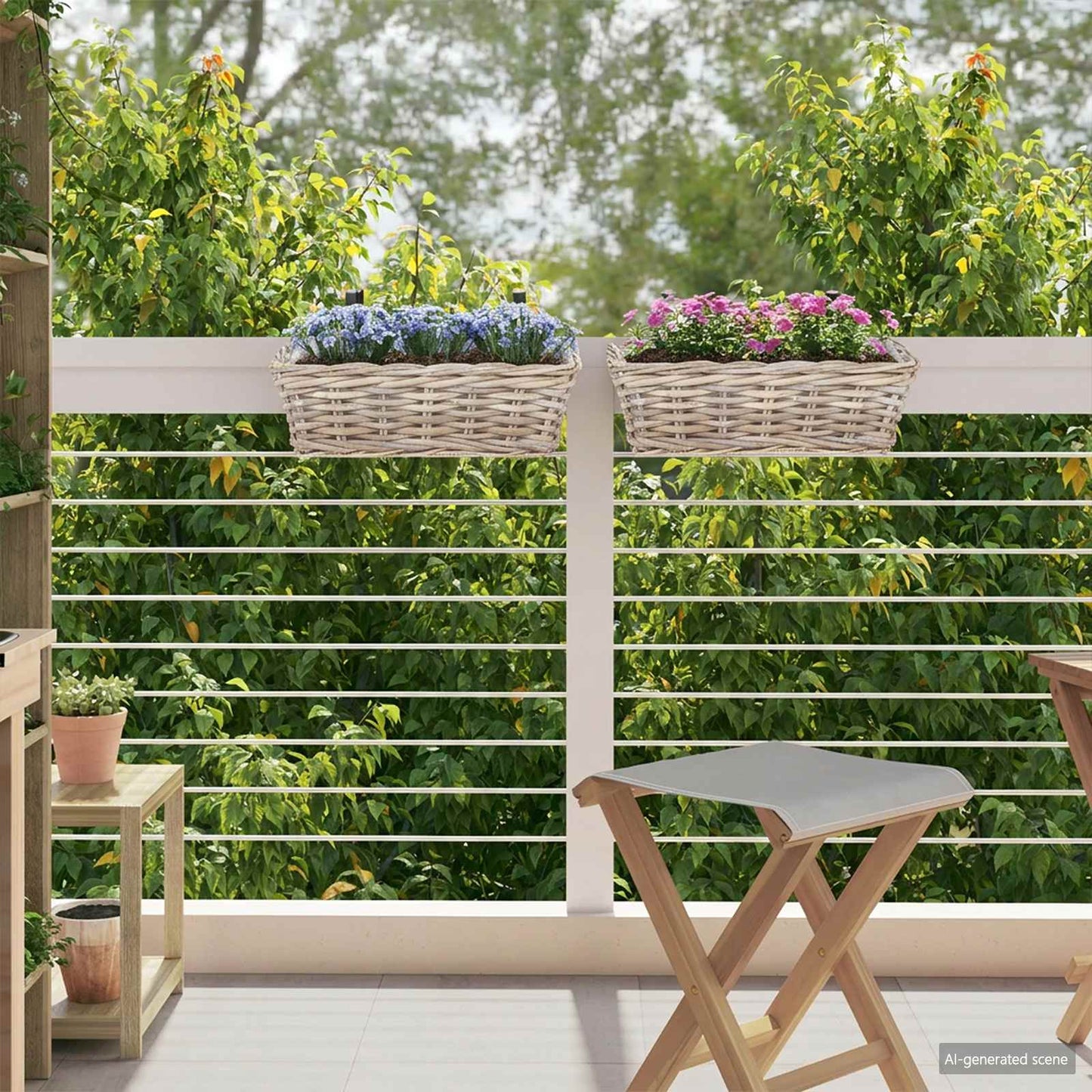 Hängender Blumentopf Korb 2 Stk. Natürliches Grau Kubu Rattan