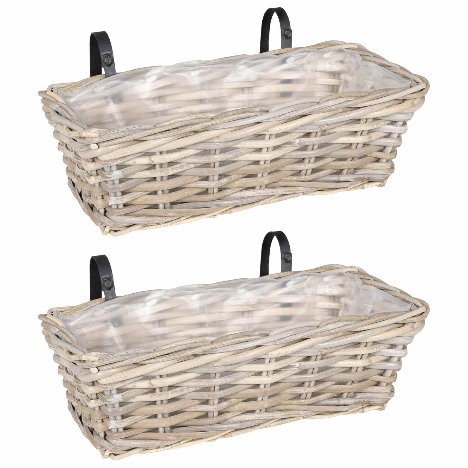 Hängender Blumentopf Korb 2 Stk. Natürliches Grau Kubu Rattan