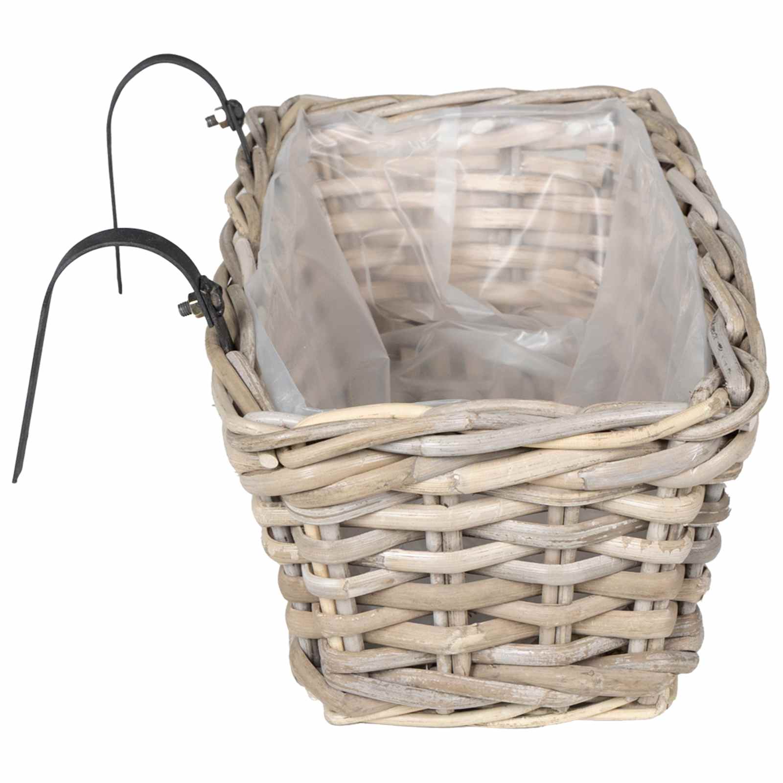 Hängender Blumentopf Korb 2 Stk. Natürliches Grau Kubu Rattan