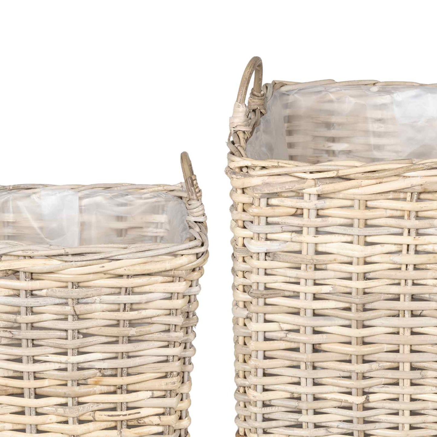 Pflanzer Korb mit Speicher 2 Stk. Natürliches Grau Kubu Rattan