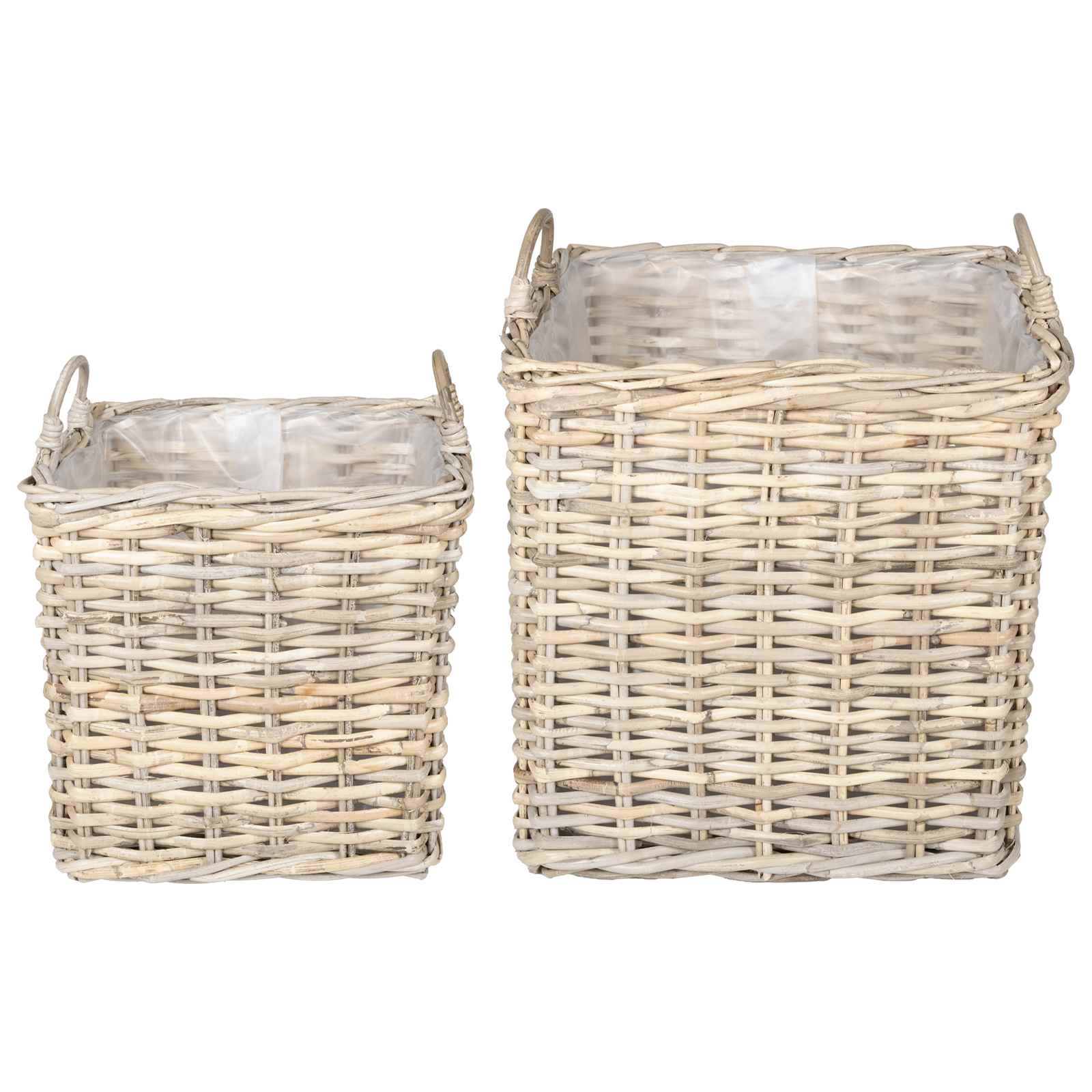 Pflanzer Korb mit Speicher 2 Stk. Natürliches Grau Kubu Rattan
