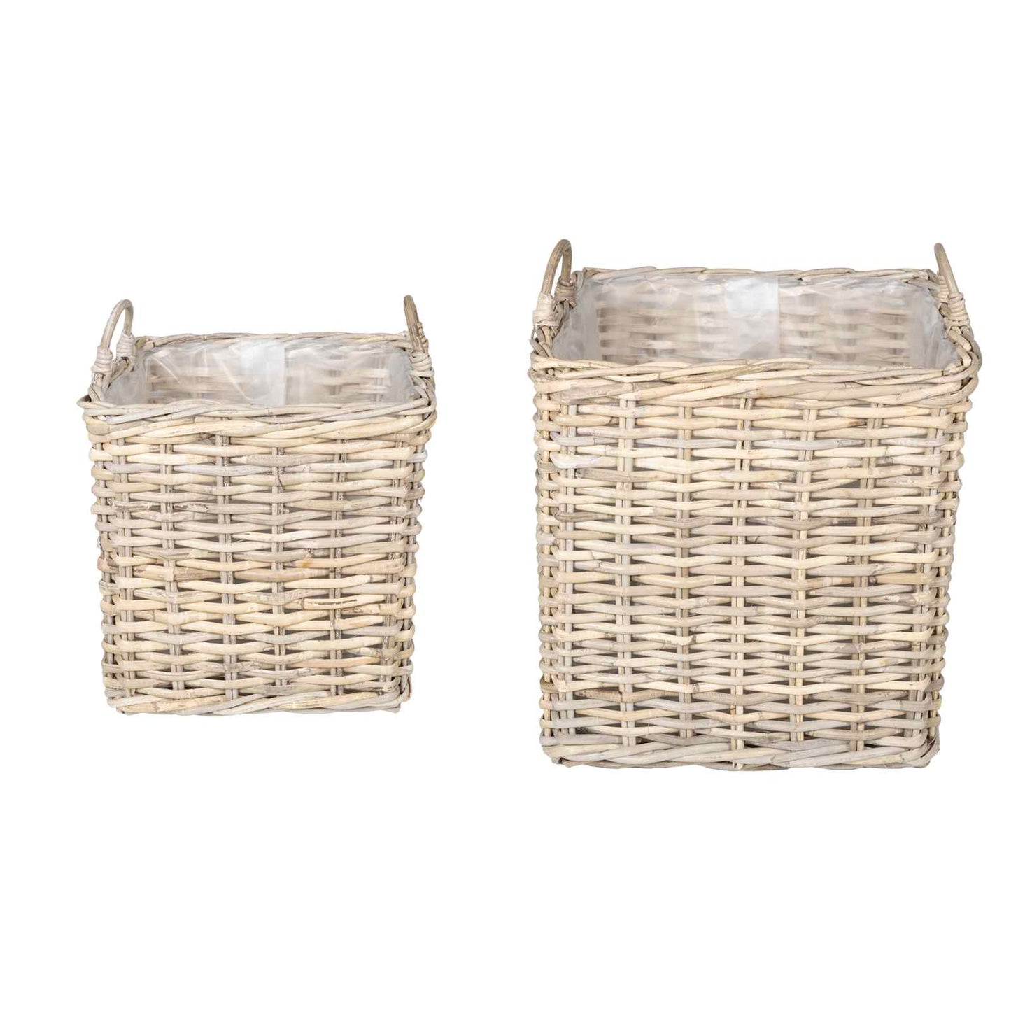 Pflanzer Korb mit Speicher 2 Stk. Natürliches Grau Kubu Rattan