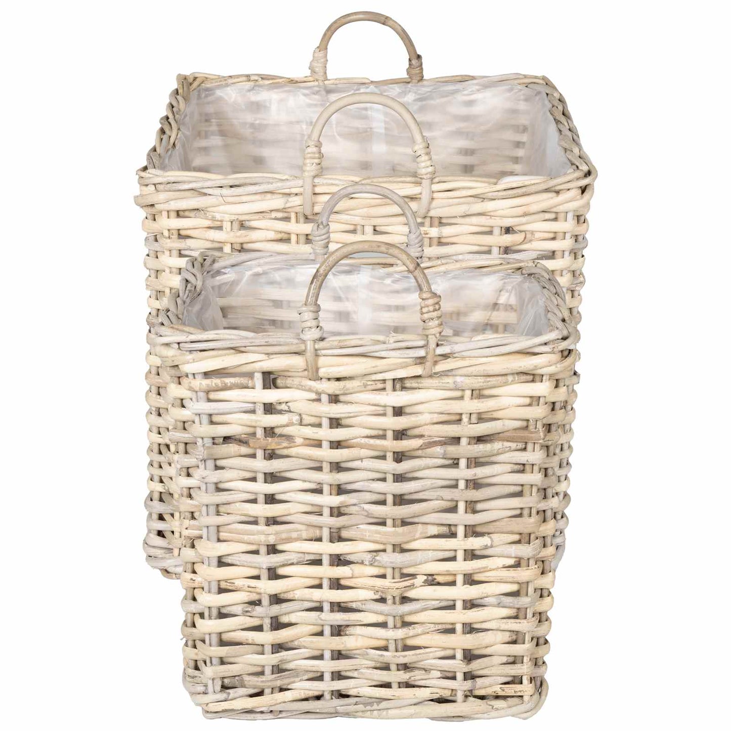 Pflanzer Korb mit Speicher 2 Stk. Natürliches Grau Kubu Rattan