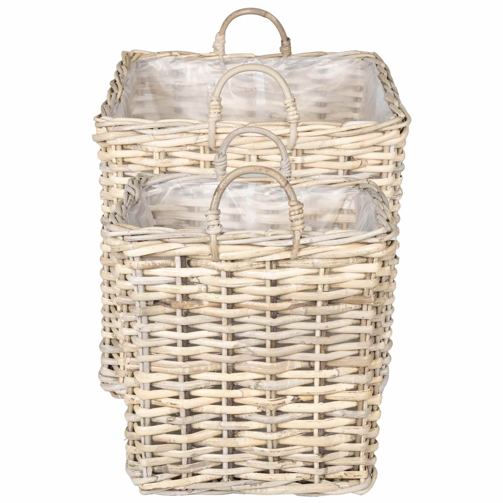 Pflanzer Korb mit Speicher 2 Stk. Natürliches Grau Kubu Rattan