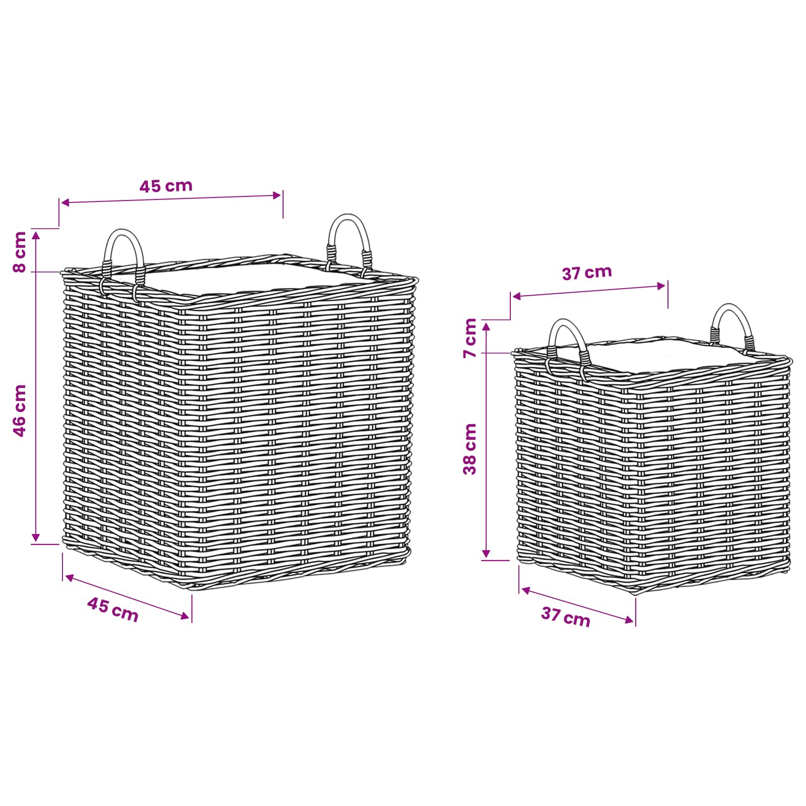 Pflanzer Korb mit Speicher 2 Stk. Natürliches Grau Kubu Rattan