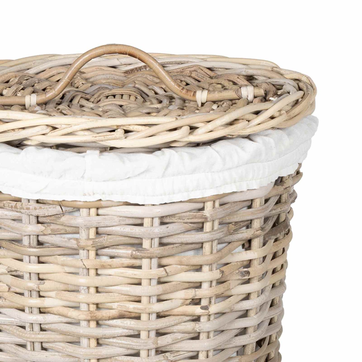 Wäschekorb mit Deckel 2 Stk. Natürliches Grau Kubu Rattan
