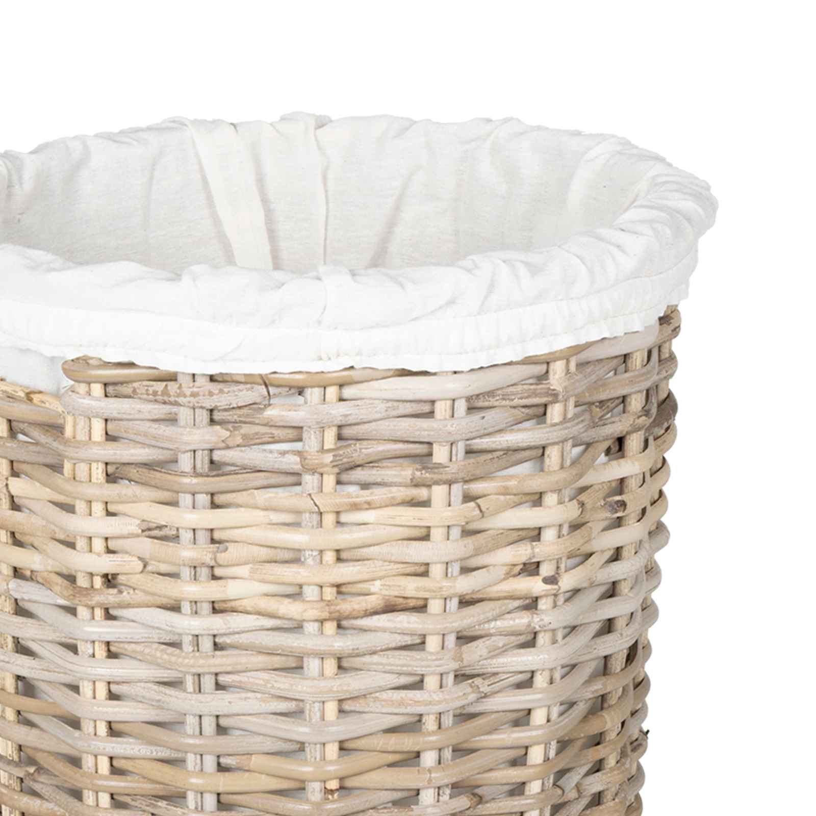 Wäschekorb mit Deckel 2 Stk. Natürliches Grau Kubu Rattan