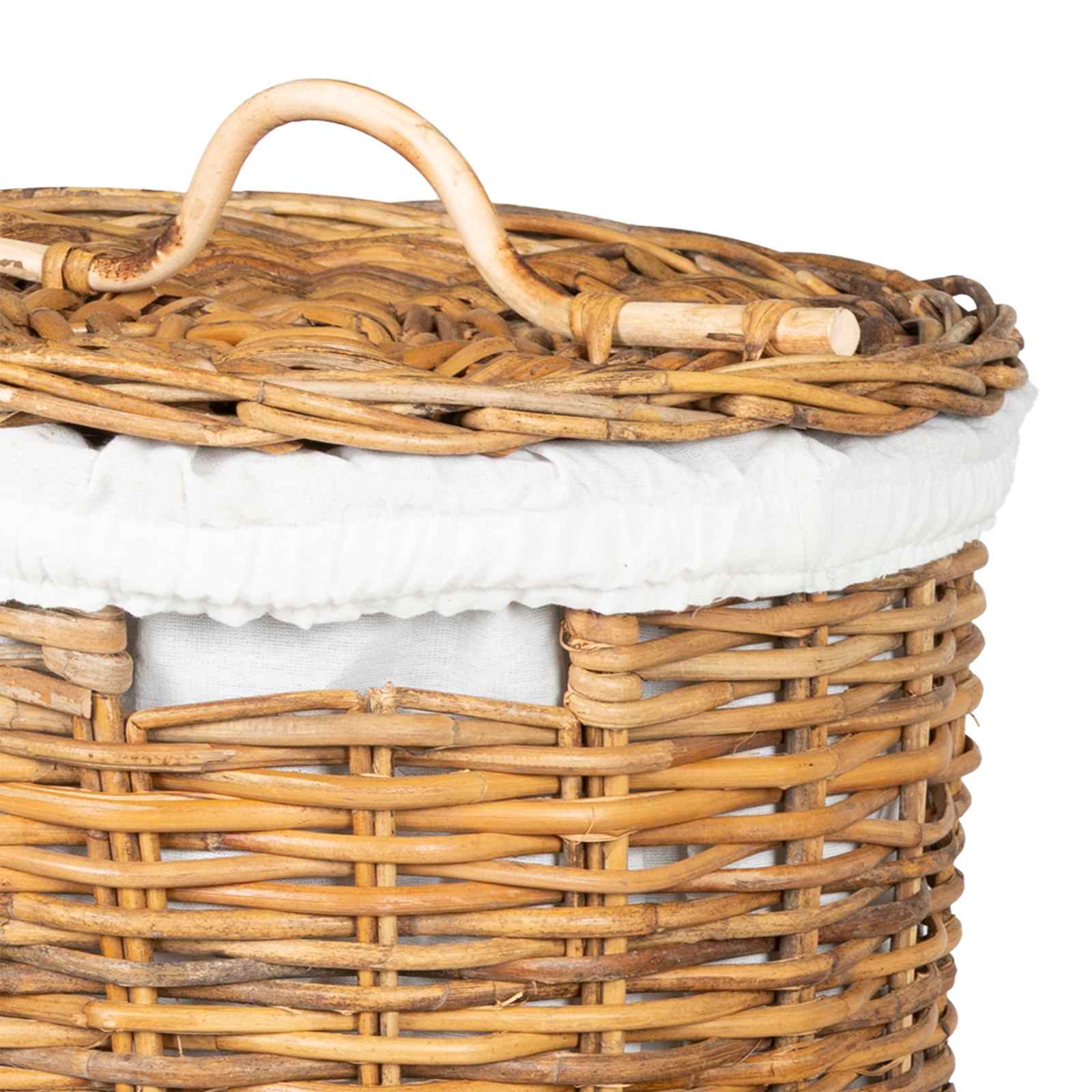 Wäschekorb mit Deckel 2 Stk. Naturbraun Kubu Rattan