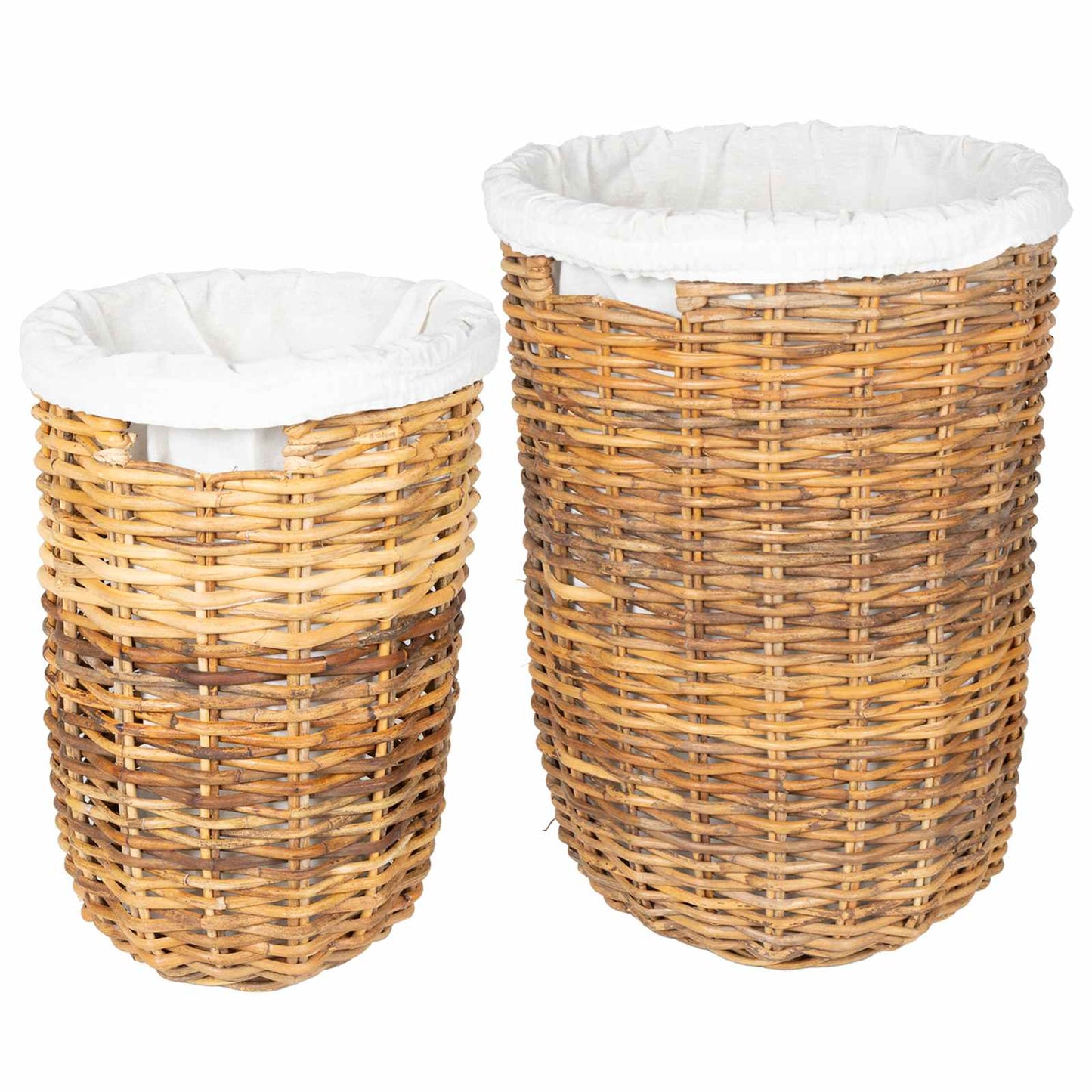 Wäschekorb mit Deckel 2 Stk. Naturbraun Kubu Rattan