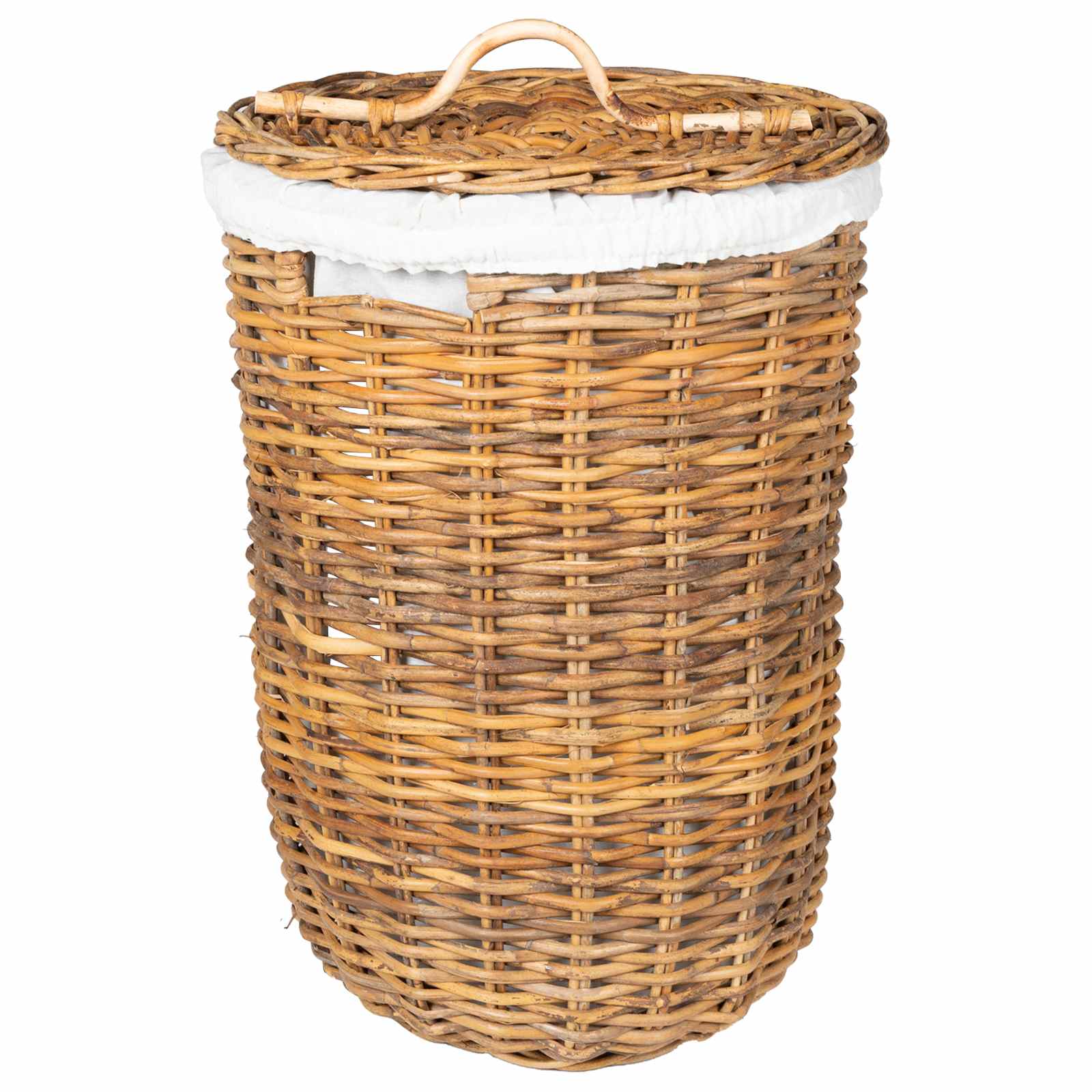 Wäschekorb mit Deckel 2 Stk. Naturbraun Kubu Rattan