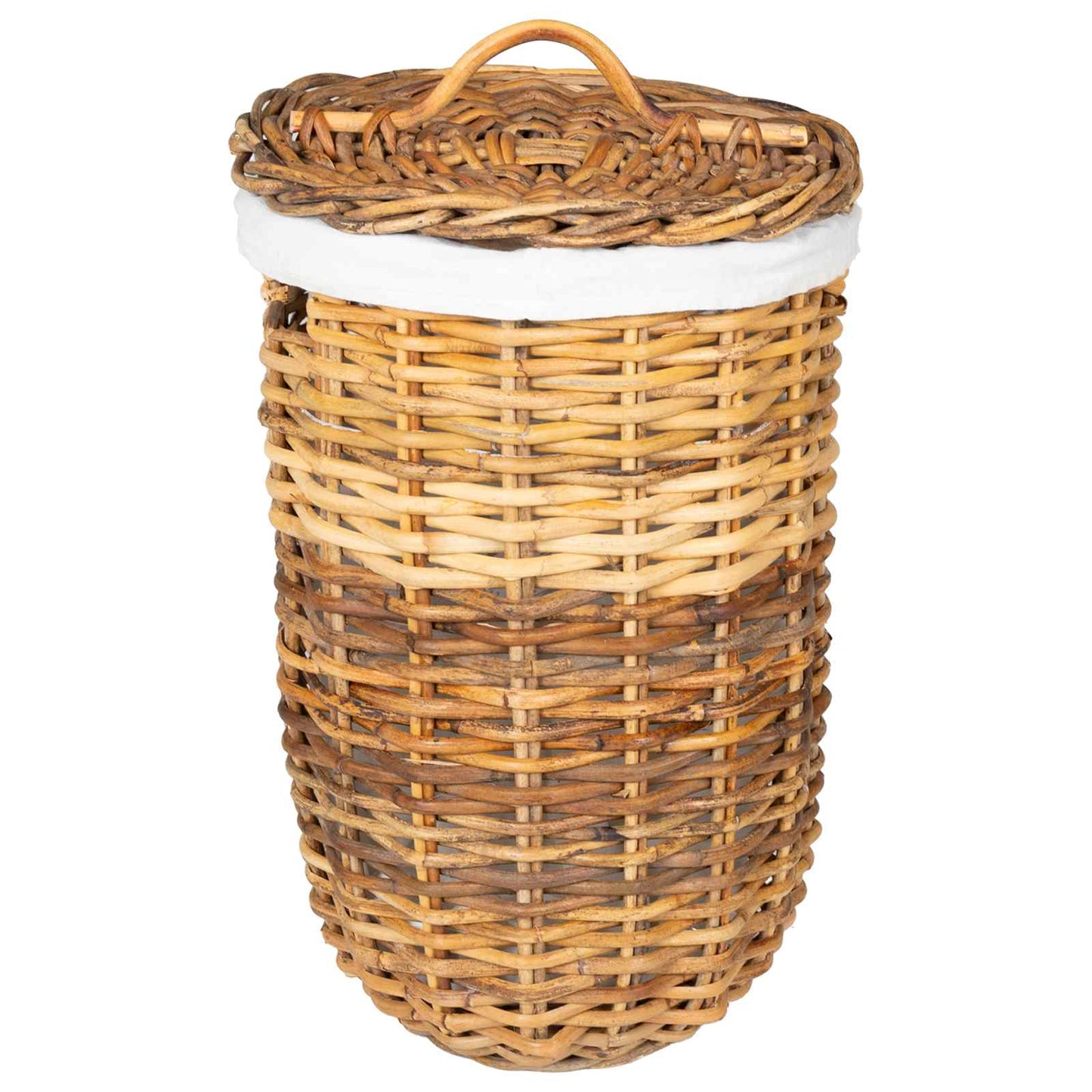 Wäschekorb mit Deckel 2 Stk. Naturbraun Kubu Rattan