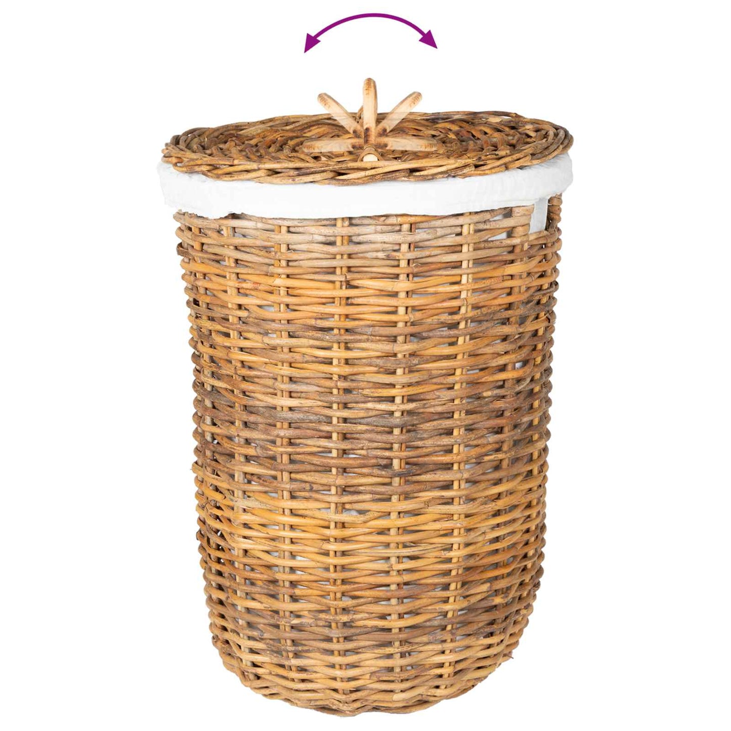 Wäschekorb mit Deckel 2 Stk. Naturbraun Kubu Rattan