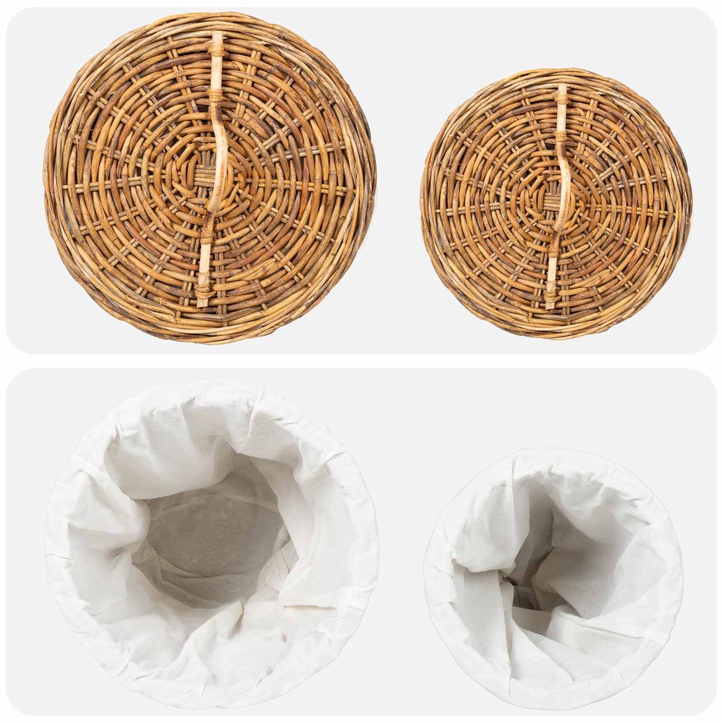 Wäschekorb mit Deckel GENDT 2 stk. Naturbraun Kubu Rattan