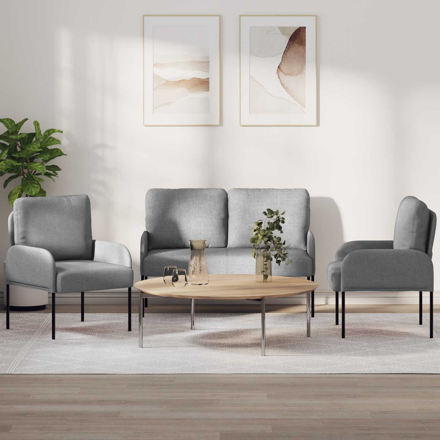 Sofagarnituren 3 stk. Hellgrau Sperrholz