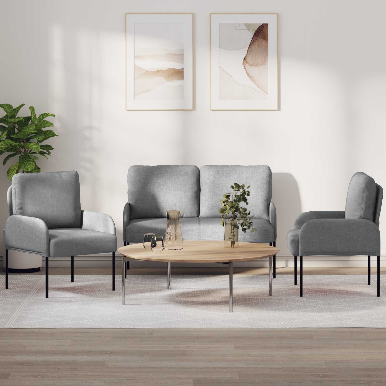 Sofagarnituren 3 stk. Hellgrau Sperrholz