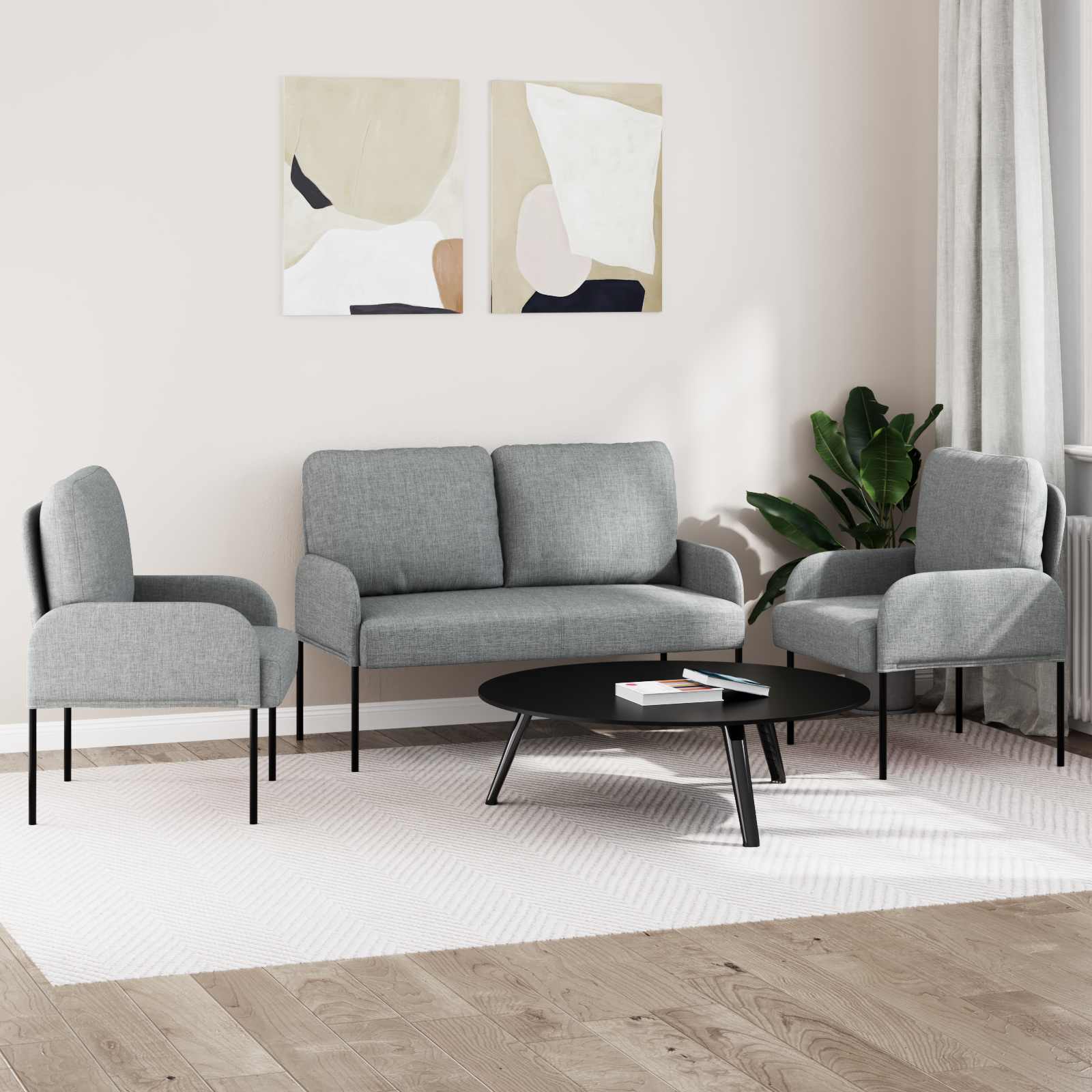 Sofagarnituren 3 stk. Hellgrau Sperrholz