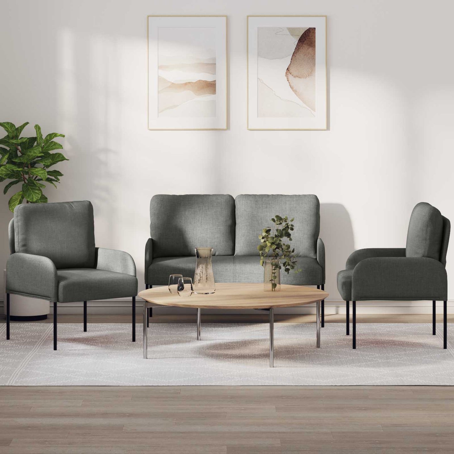 Sofagarnituren 3 stk. Dunkelgrau Sperrholz