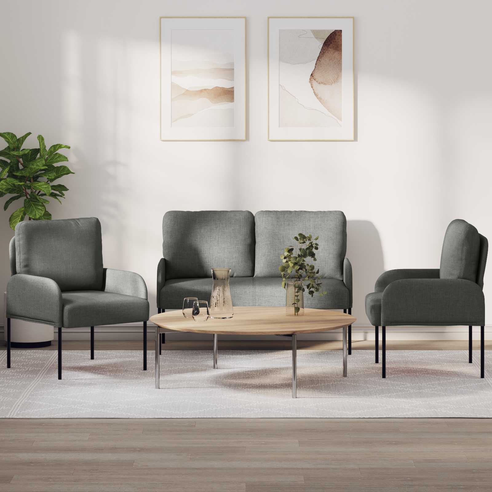 Sofagarnituren 3 stk. Dunkelgrau Sperrholz